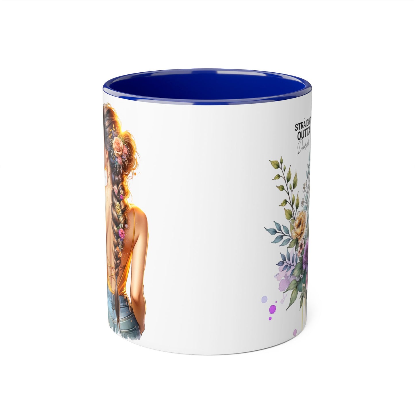 Straight Outta Divorced Humoristic Chic Floral Accent Mug with Elegant Design, Coffee Lover Gift, Home Decor, Mother's Day Present, Artistic Drinkware