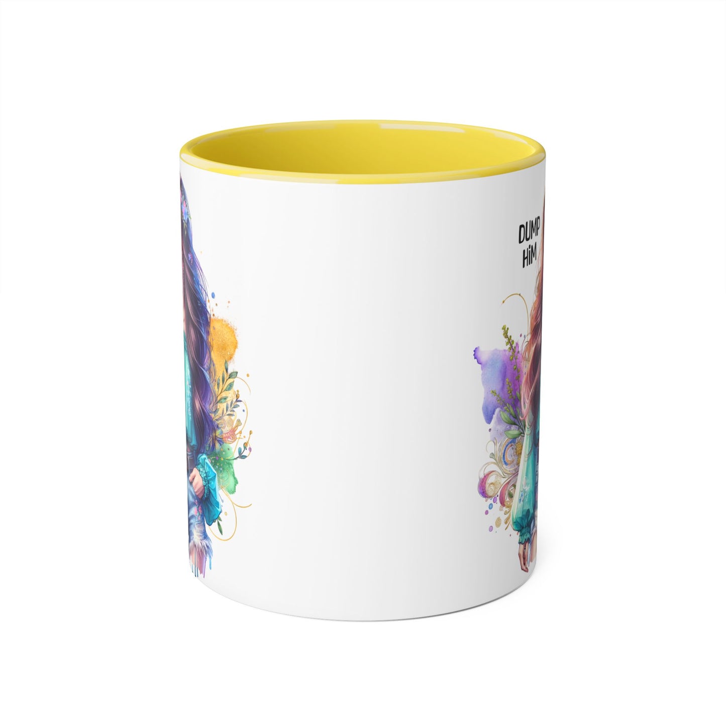 Colorful Dump Him Accent Mug, Inspirational Coffee Cup, Gift for Friends, Motivational Tea Mug, Fun Art Ceramic Cup
