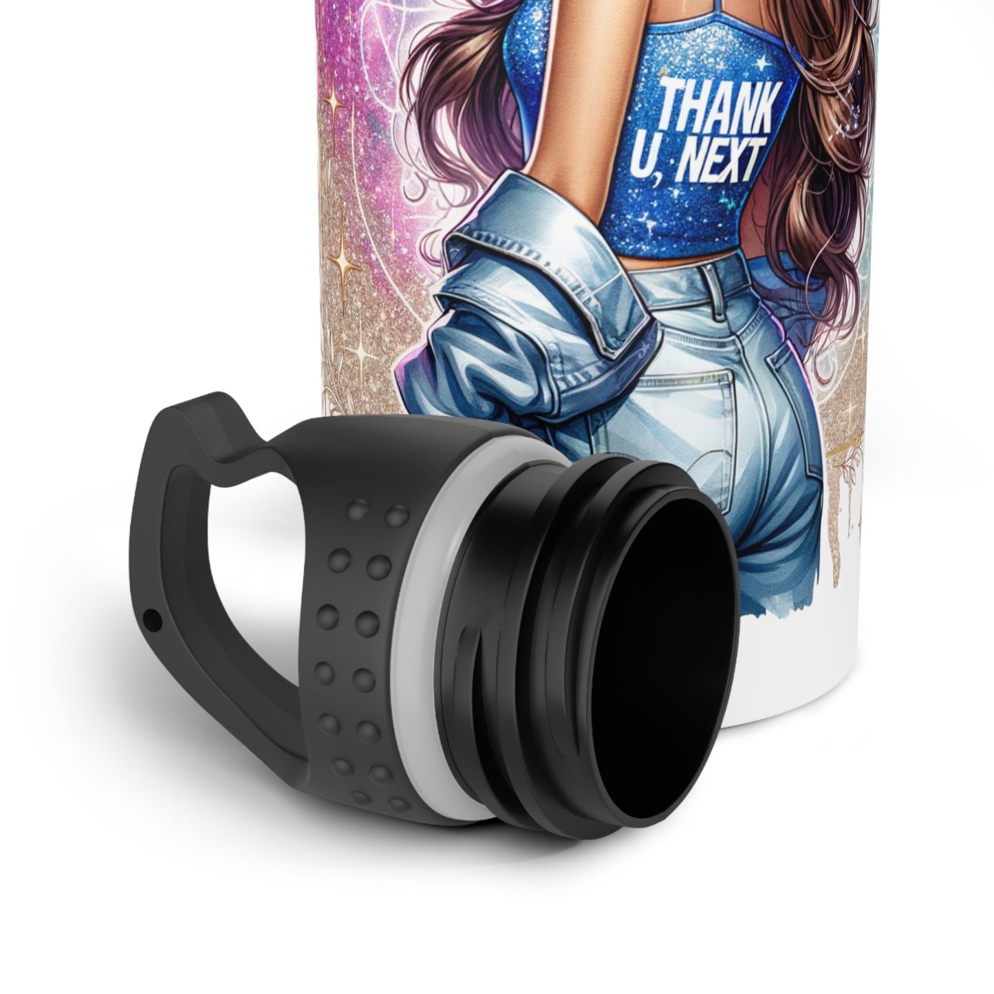 Thank U, Next Stainless Steel Water Bottle with Inspirational Design | Perfect for Fitness, Outdoors, Gifts, Motivational Quotes, Daily Use