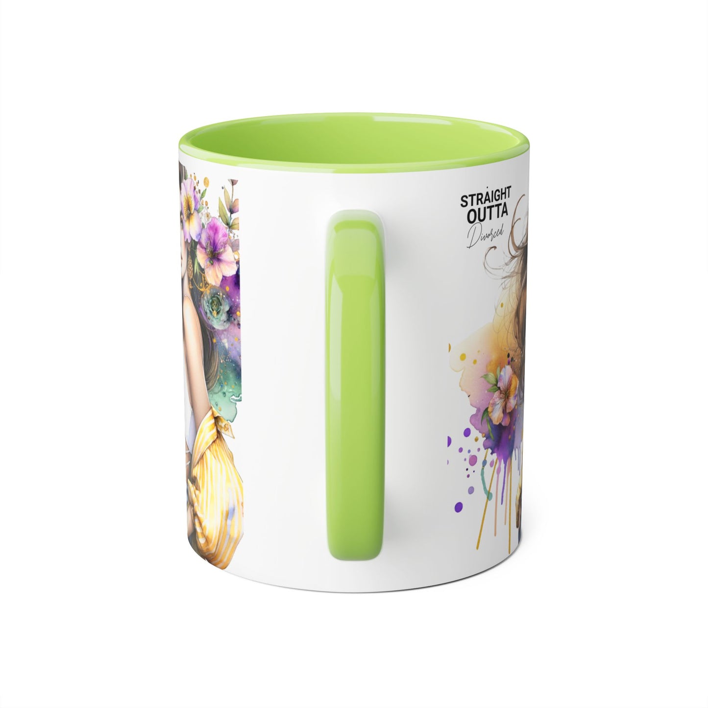 Straight Outta Divorced Humoristic Chic Floral Art Mug - Stylish Coffee Cup for Home or Office, Perfect Gift for Birthdays, Mother’s Day, or Coffee Lovers