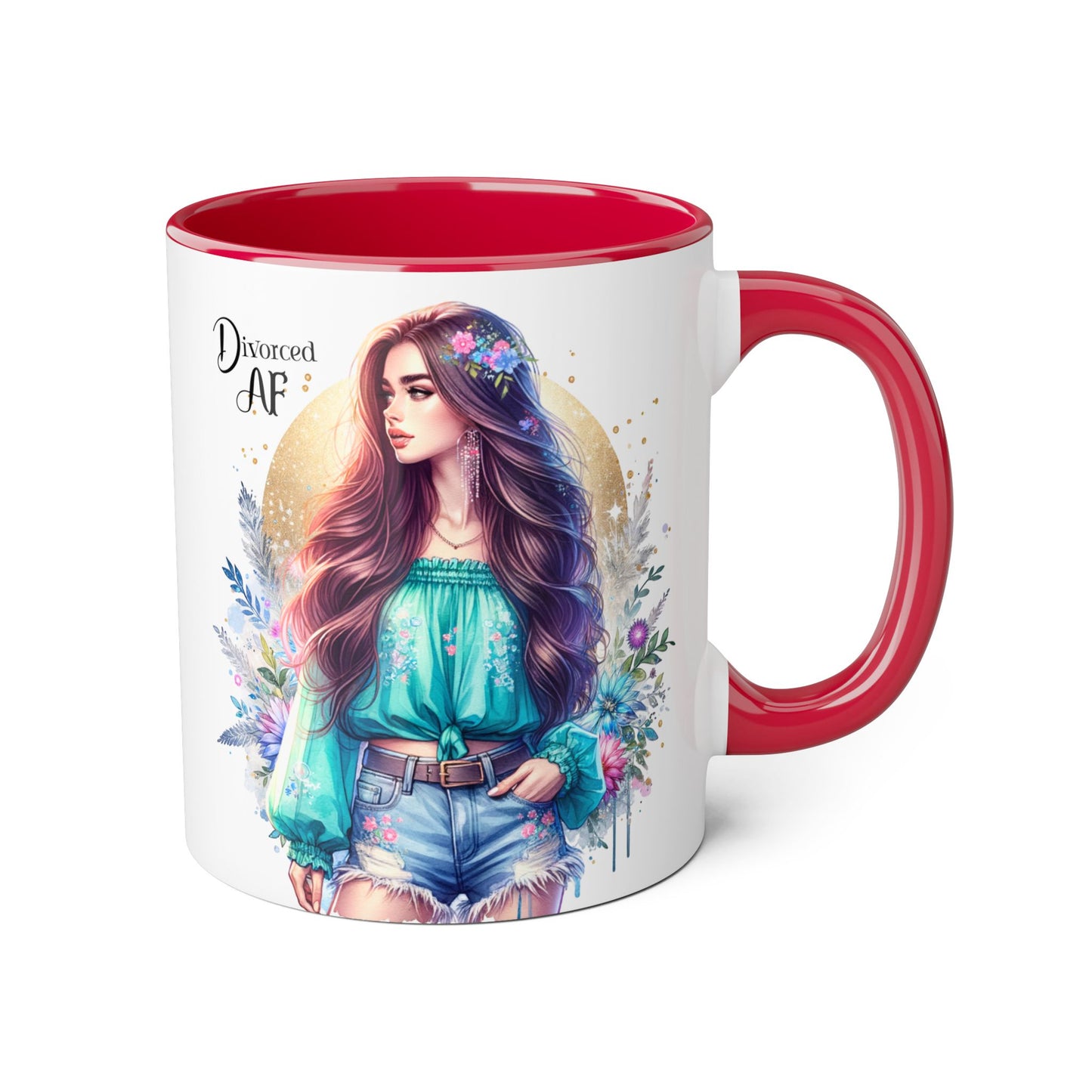 Divorced AF Accent Mug | Inspirational Coffee Cup, Gift for Divorcee, Self-Care, Empowering Drinkware