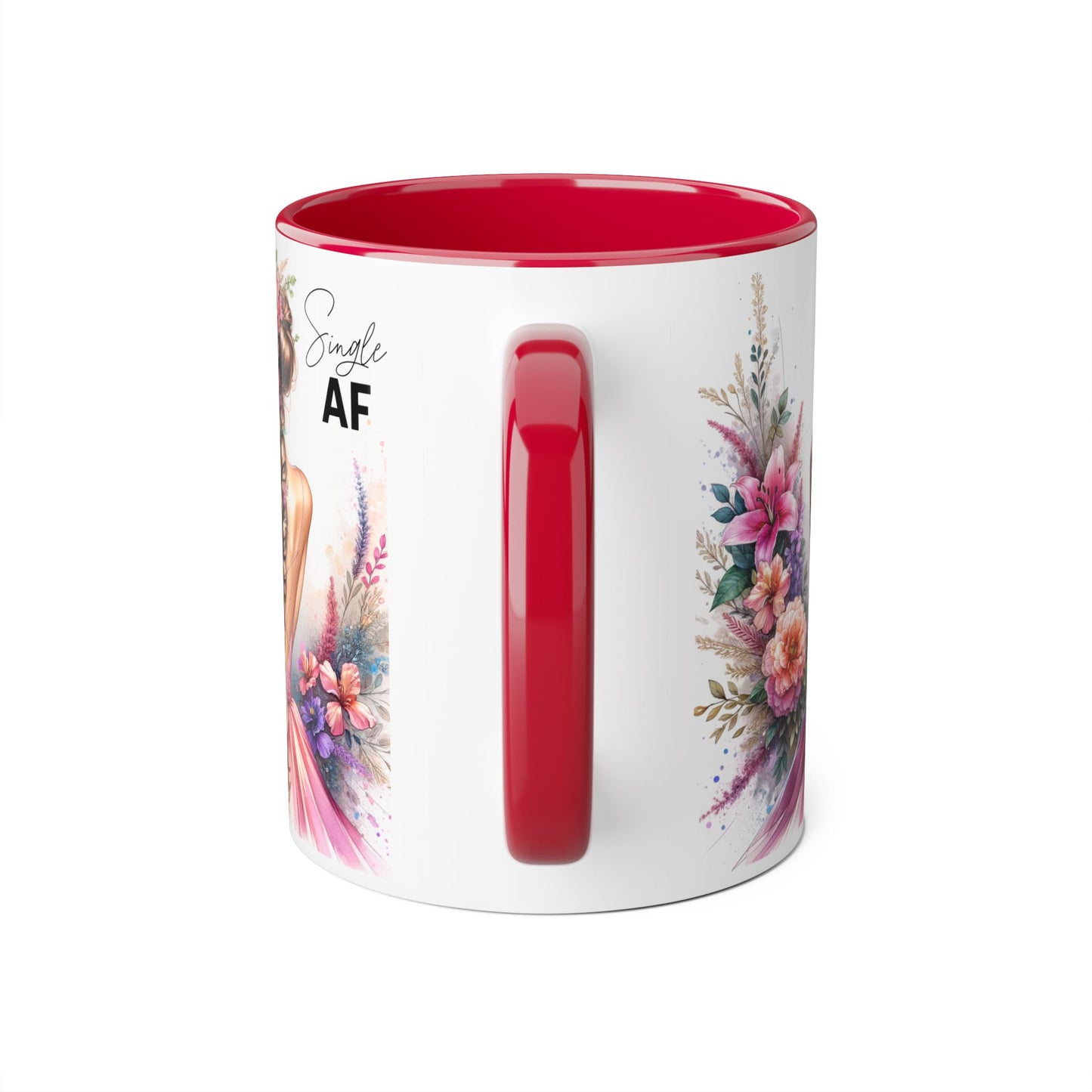 Single AF Floral Accent Mug - Perfect Gift for Single Friends, Celebration, Coffee Lovers, Birthday, Chic Decor