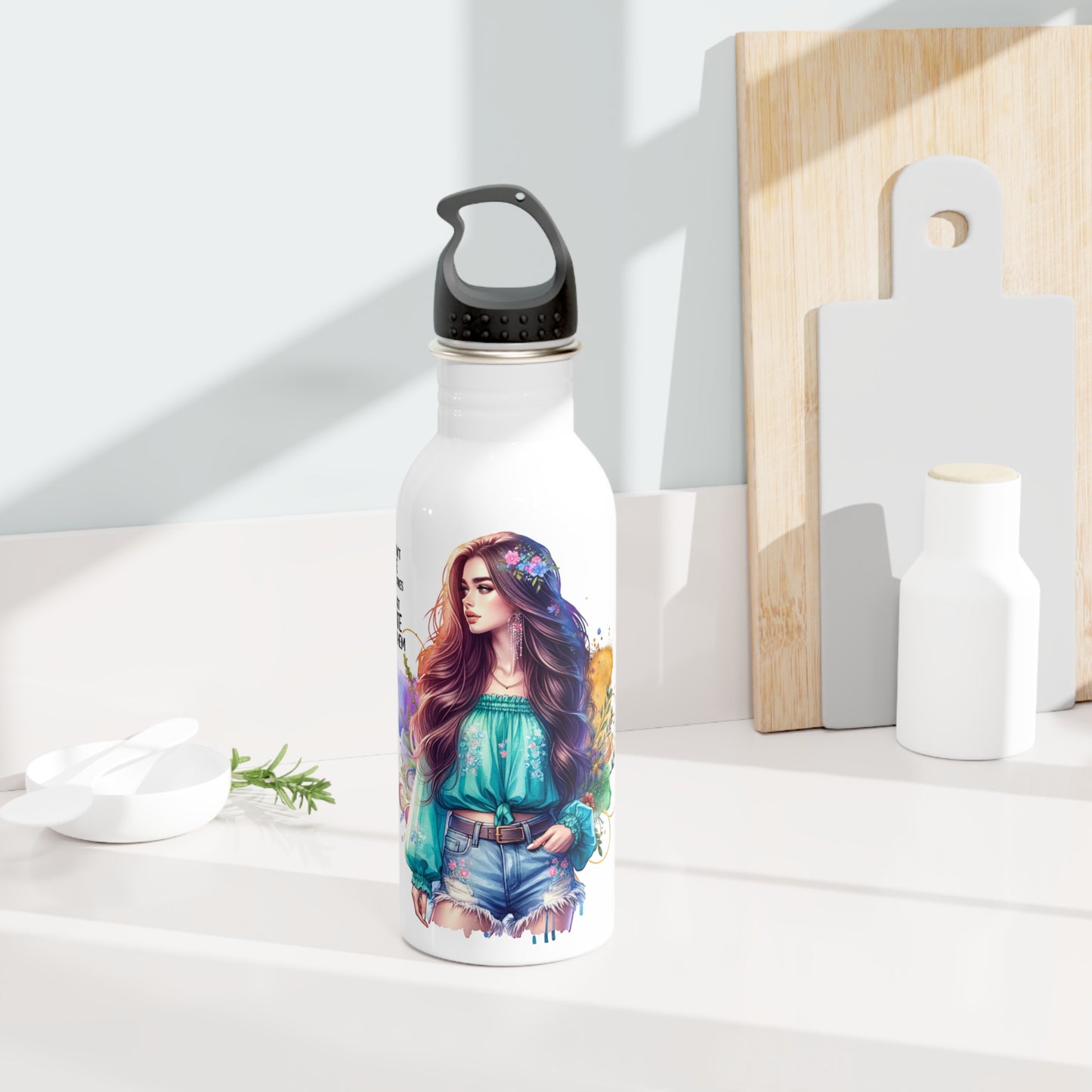 I Don't Make Mistakes, I Date Them Bohemian Water Bottle with Inspirational Quotes, Eco-Friendly Hydration, Gift for Nature Lovers, Fitness Enthusiasts, Travel Accessory