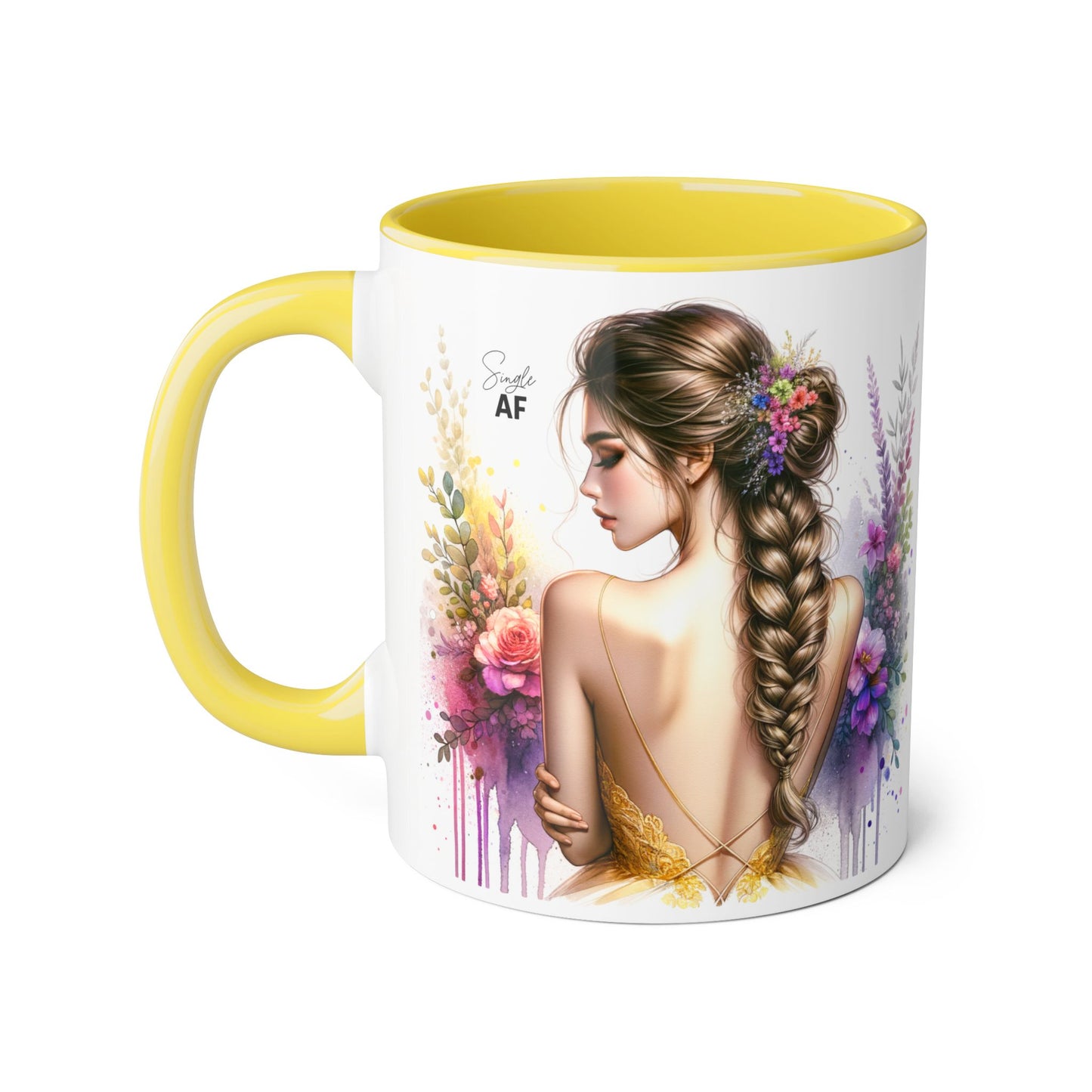Floral Art Accent Mug, Coffee Cup for Home Decor, Gift for Her, Birthday Present, Inspirational Drinkware