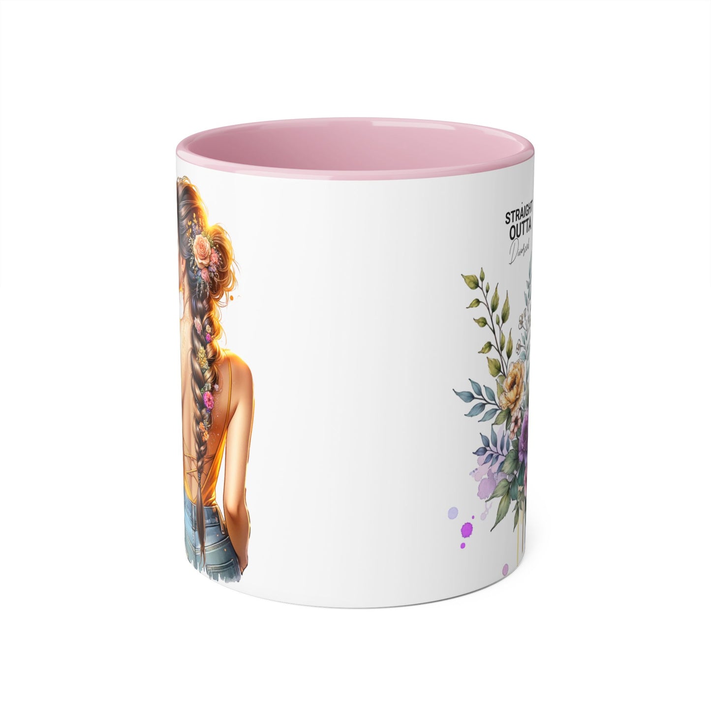 Straight Outta Divorced Humoristic Chic Floral Accent Mug with Elegant Design, Coffee Lover Gift, Home Decor, Mother's Day Present, Artistic Drinkware