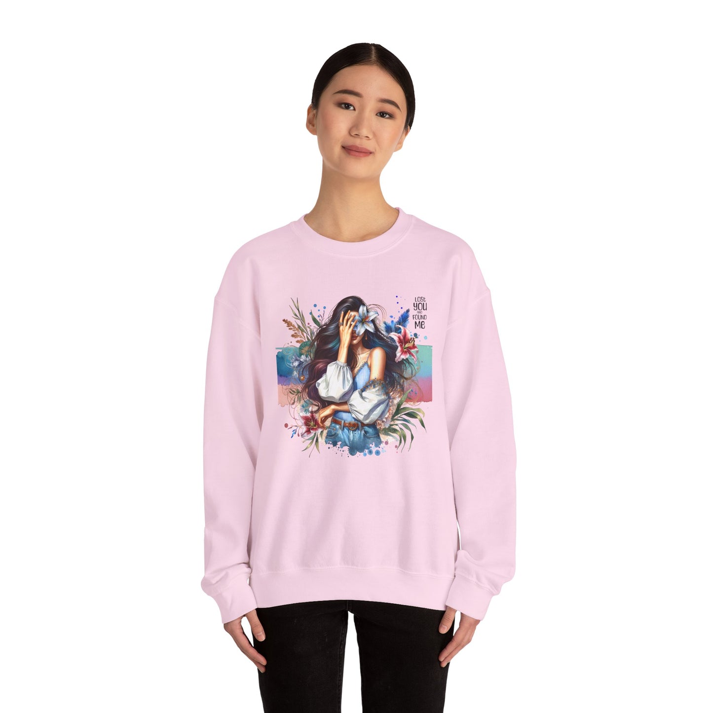 Lost You And Found Me Artistic Unisex Sweatshirt for Comfort and Style - Cozy Apparel, Gift for Her, Trendy Fashion, Relaxed Fit, Casual Wear