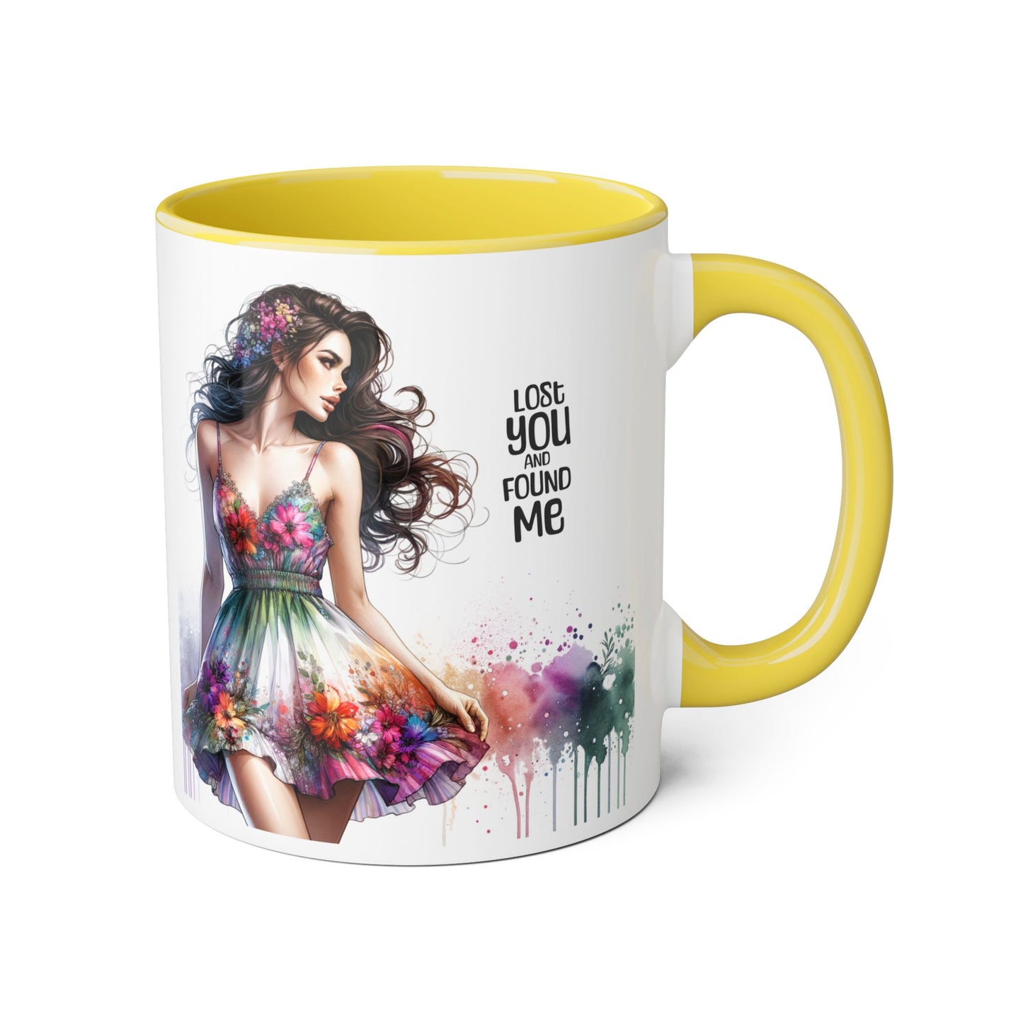 Lost You and Found Me Floral Dreamer Accent Mug | Colorful Coffee Cup | Inspirational Gift for Her | Artistic Drinkware | Perfect for Holidays & Celebrations