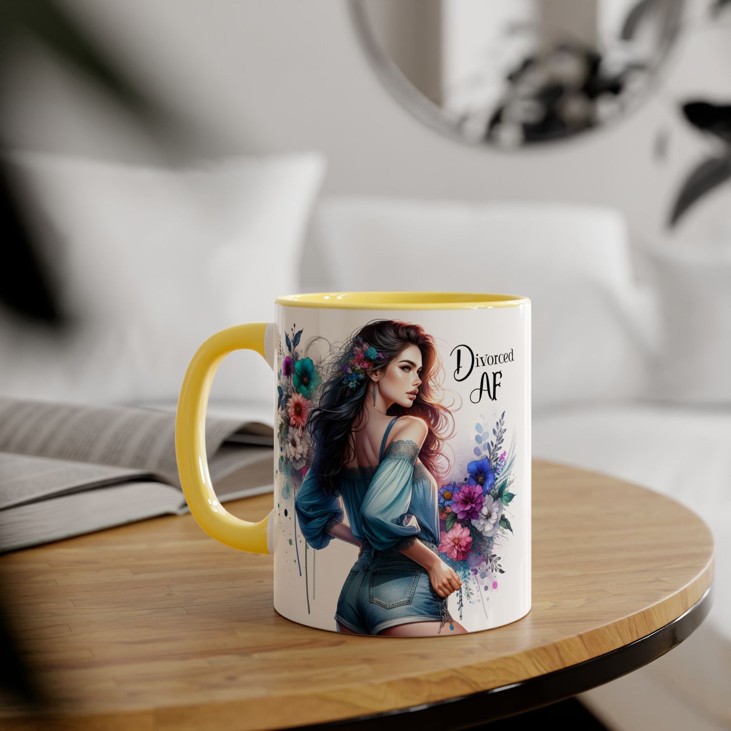 Divorced AF Accent Mug, 11oz Coffee Cups, Empowerment Gift for Newly Divorced, Funny Divorce Mug, Motivational Kitchen Decor