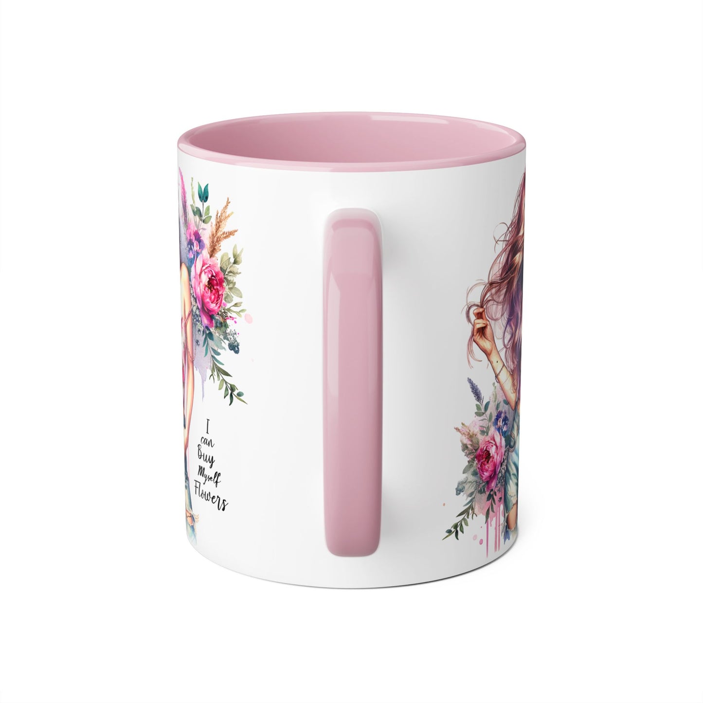 I Can Buy Myself Flowers Bohemian Floral Accent Mug, Inspirational Coffee Cup, Gift for Her, Home Decor, Flower Lover, Self-Care Reminder