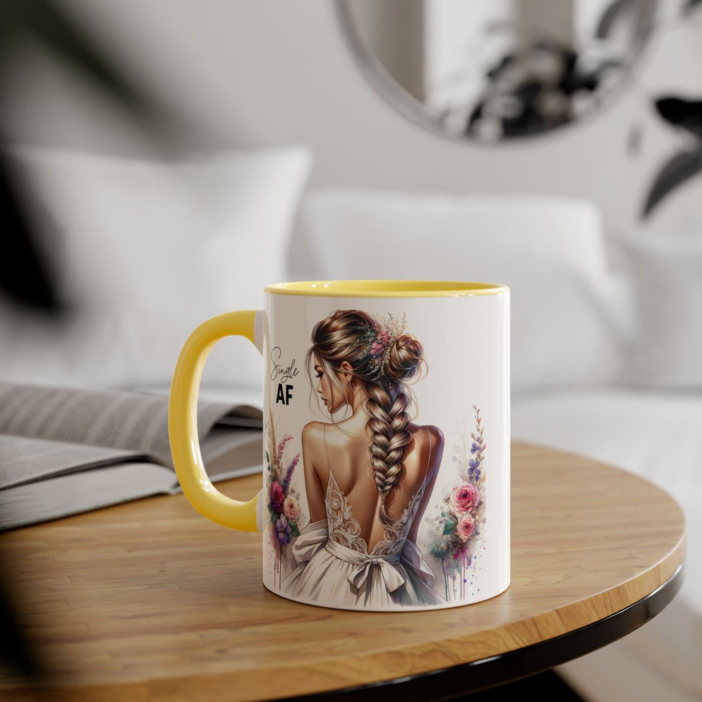 Elegant Floral Accent Mug, Simple AF Coffee Cup, Unique Gifts for Her, Cozy Home Decor, Bridal Shower, Birthday, Everyday Use