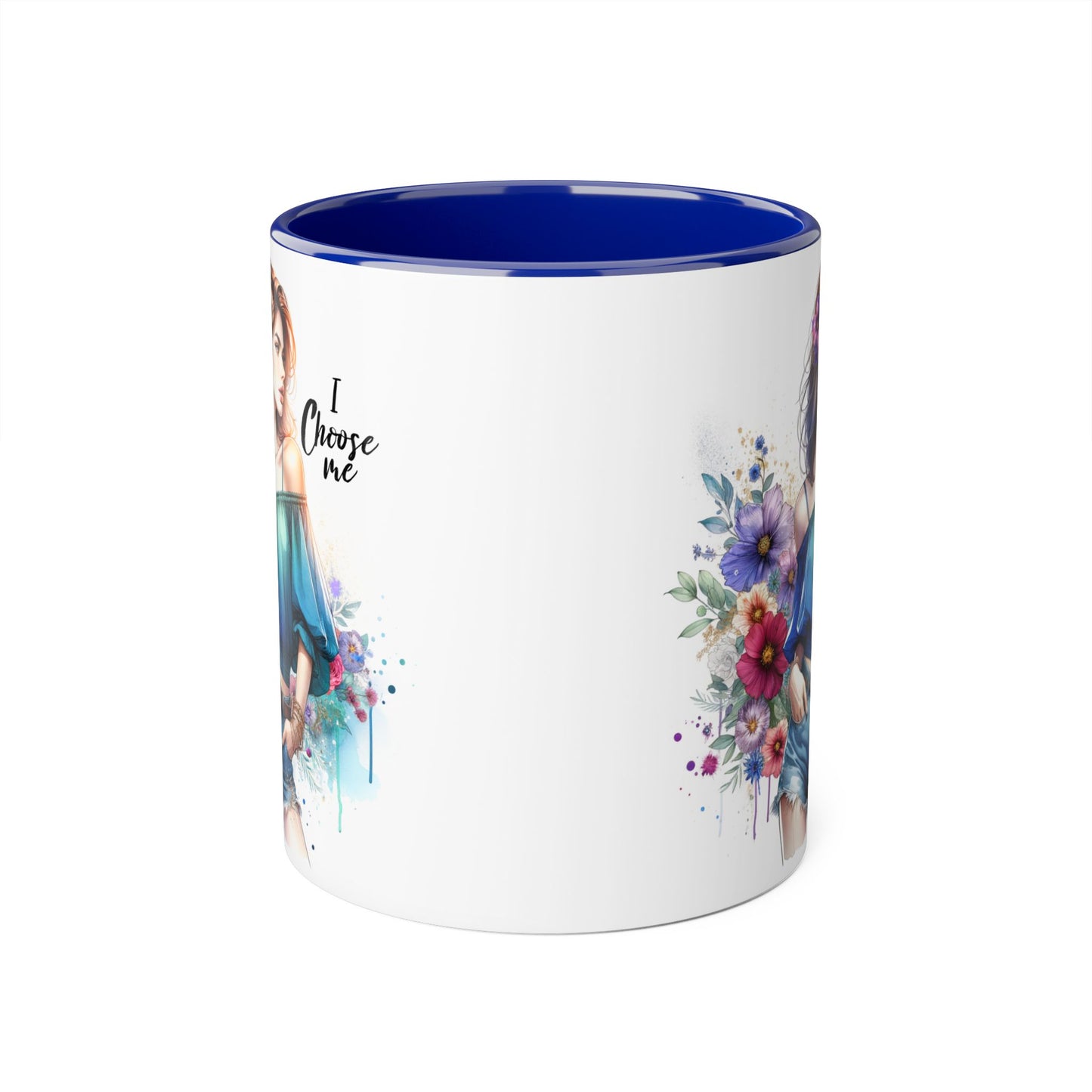 I Choose Me Floral Art Accent Mug, I Choose Me, Coffee Mug, Gift for Her, Inspirational Tea Cup, Self-Care Kitchenware
