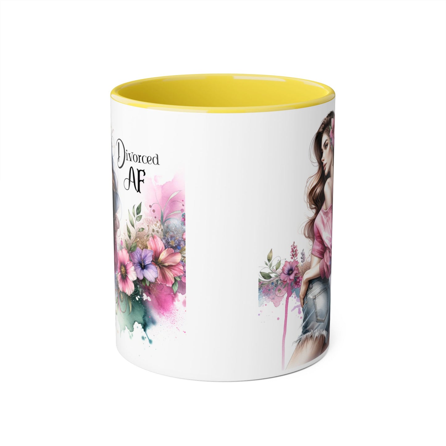 Divorced AF Accent Mug | Gift for Newly Divorced Friends | Sassy Coffee Cup | Floral Design | Unique Divorce Party Favor