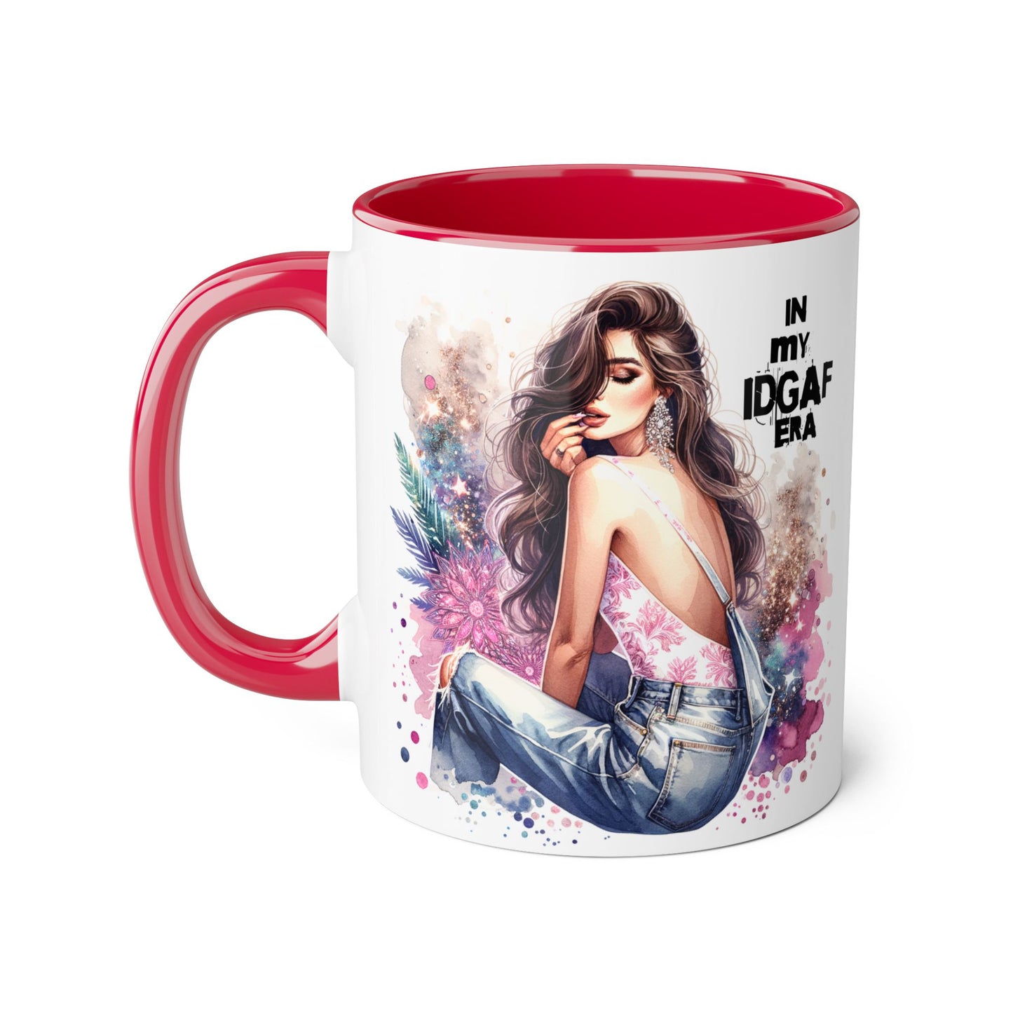 Stylish IDGAF Era Accent Mug, Empowering Gift for Her, Cute Coffee Cup, Trendy Drinkware, Funny Quote Mug, Perfect for Gifting