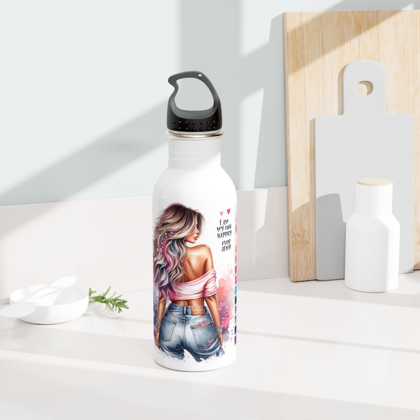 Stylish Motivational Stainless Steel Water Bottle - "I Am My Own Happily Ever After "