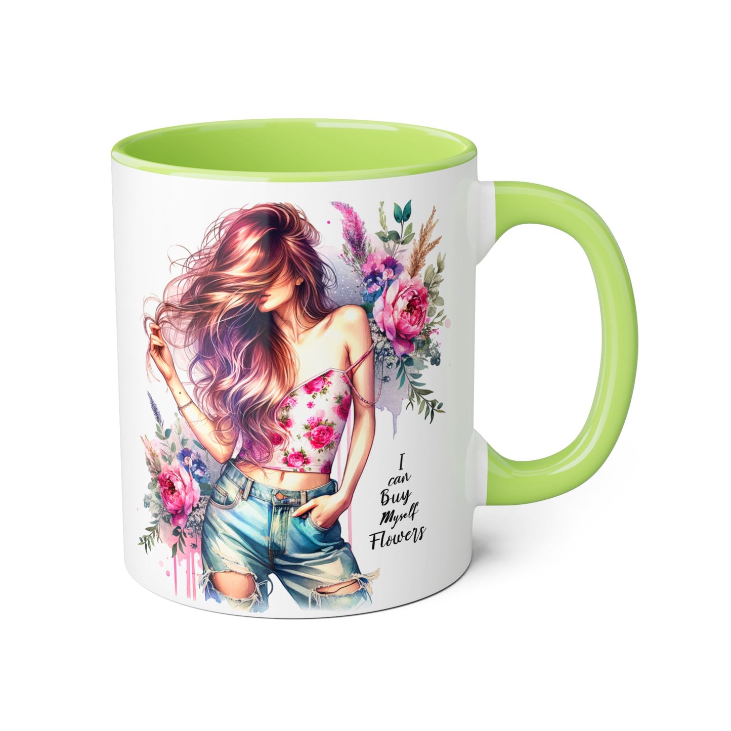 I Can Buy Myself Flowers Bohemian Floral Accent Mug, Inspirational Coffee Cup, Gift for Her, Home Decor, Flower Lover, Self-Care Reminder