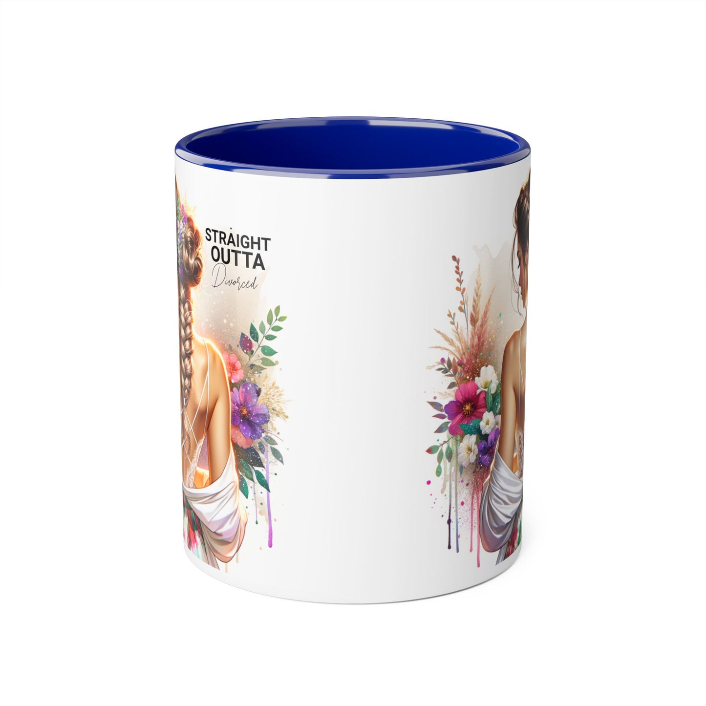Straight Outta Divorced Humoristic Elegant Floral Accent Mug - Straight Outta Inspired Design, Coffee Cup, Gift for Her, Home Decor, Unique Drinkware, Birthday