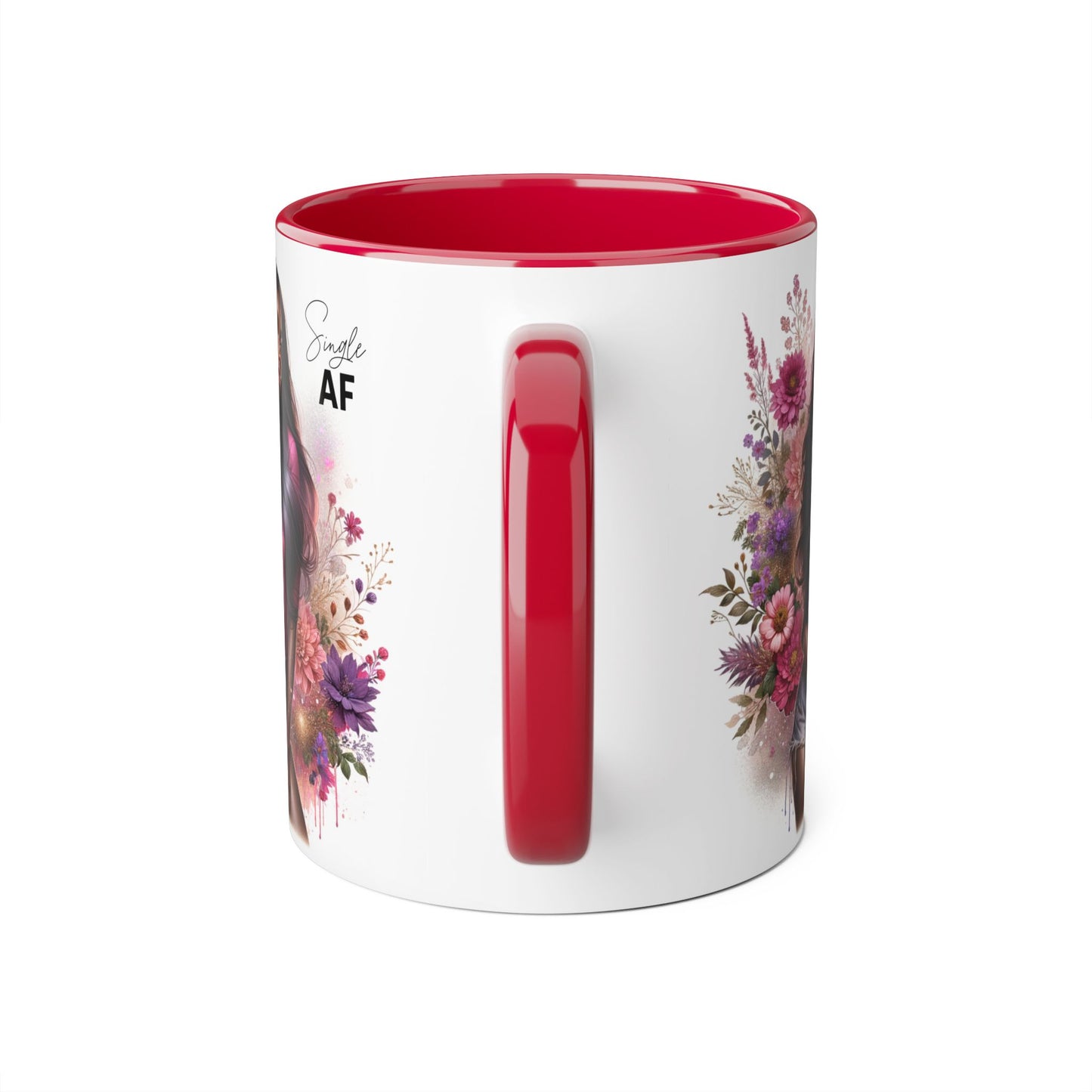 Colorful Floral Single AF Accent Mug, Aesthetic Coffee Cup for Coffee Lovers, Unique Gift for Birthdays, Special Occasions, Art Enthusiasts