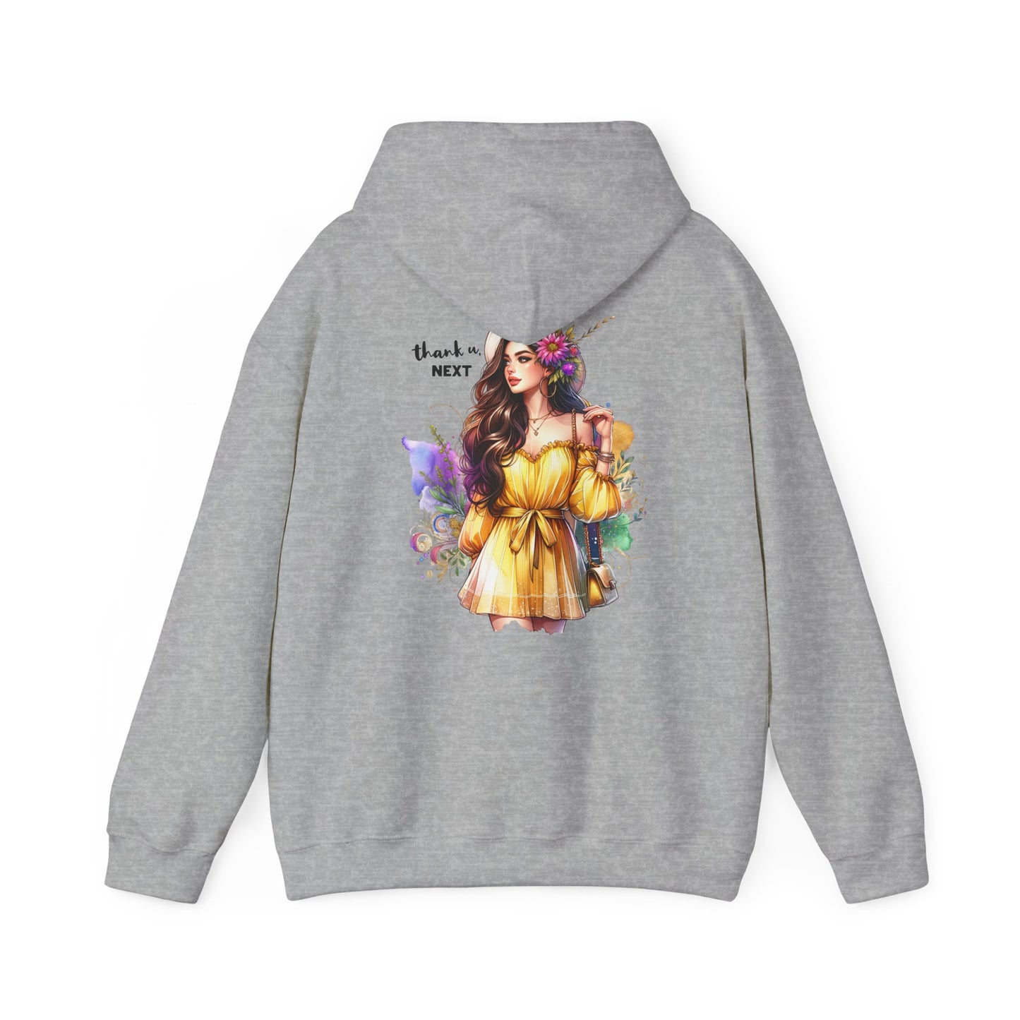 Thank U, Next Whimsical Fairy Art Hooded Sweatshirt, Cozy Apparel, Unique Gift, Casual Wear, Comfortable Layer