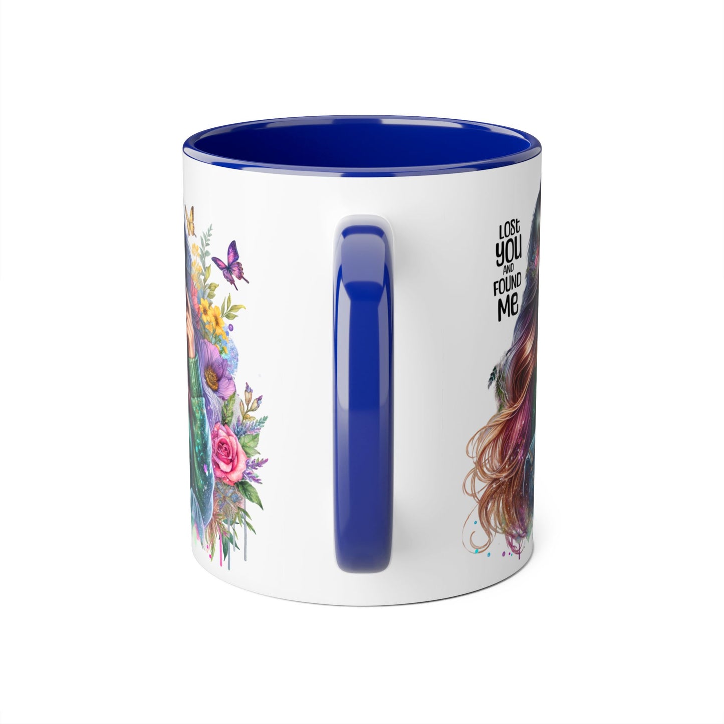 Colorful Accent Mug - "Lose You and Found Me" Design for Coffee Lovers, Unique Gift for Her, Floral Art Mug, Inspirational Drinkware