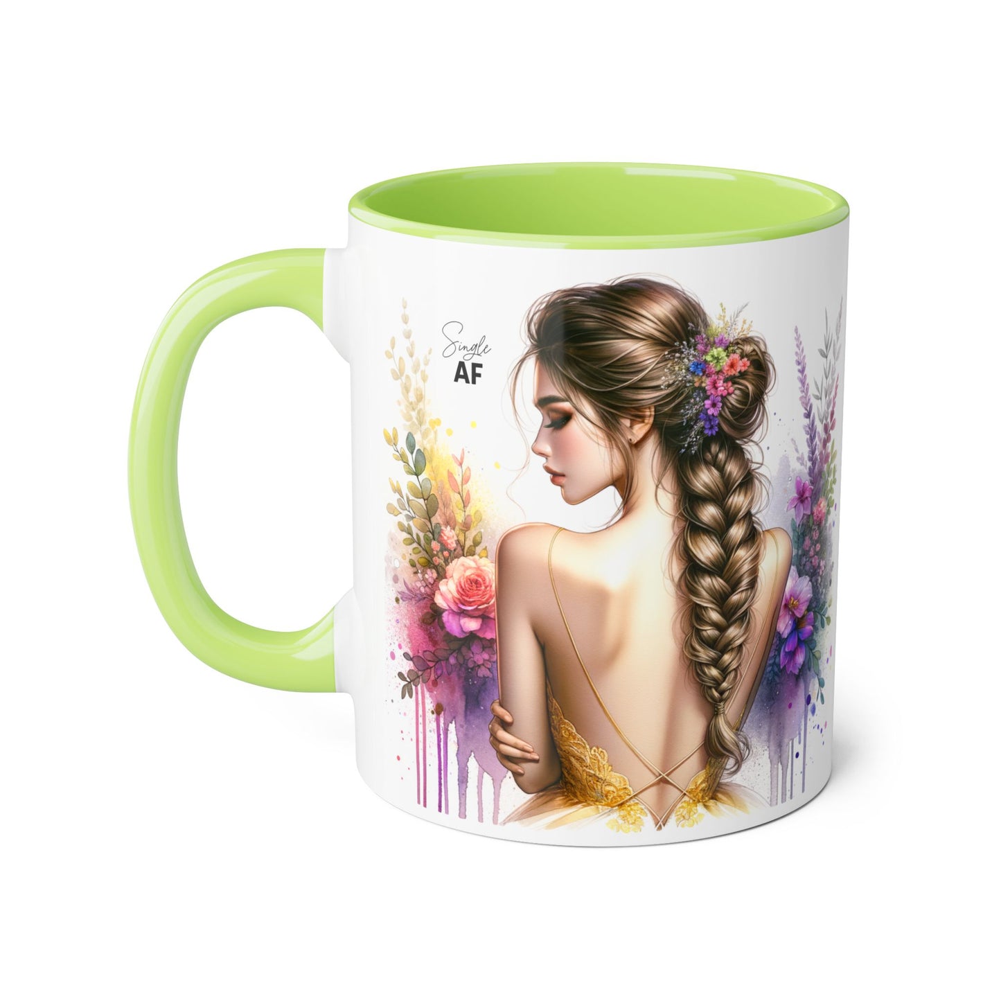 Floral Art Accent Mug, Coffee Cup for Home Decor, Gift for Her, Birthday Present, Inspirational Drinkware