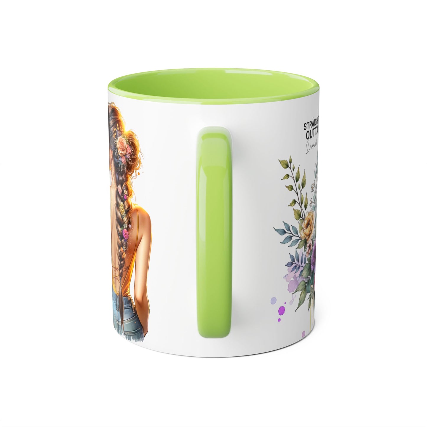 Straight Outta Divorced Humoristic Chic Floral Accent Mug with Elegant Design, Coffee Lover Gift, Home Decor, Mother's Day Present, Artistic Drinkware