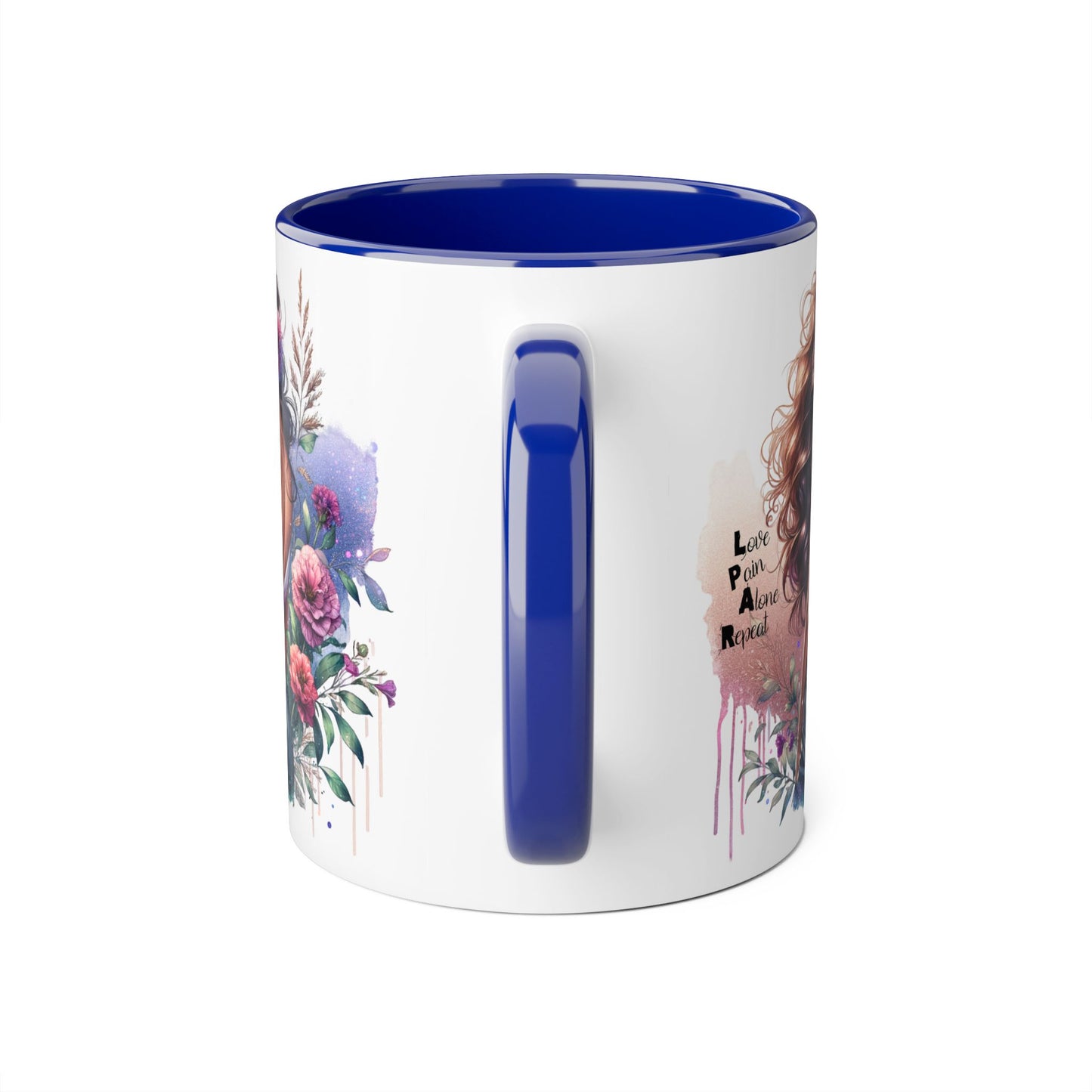 Floral Accent Mug, Coffee Cup, Gift for Her, Boho Decor, Inspirational Quote, Birthday Gift, Garden Lover's Mug