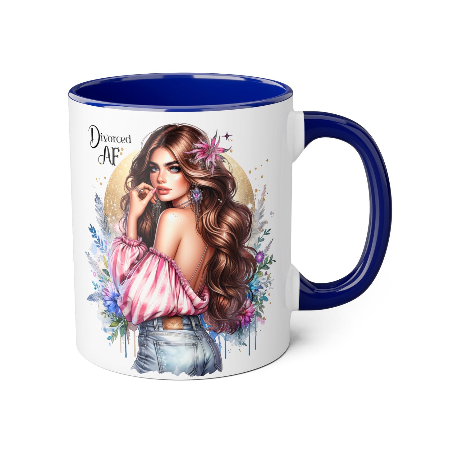 Empowered Diva Mug-Divorced AF, 11oz - Dreamy Floral Design, Perfect Gift for Divorced Friends, Birthday, Self-Care, Coffee Lovers