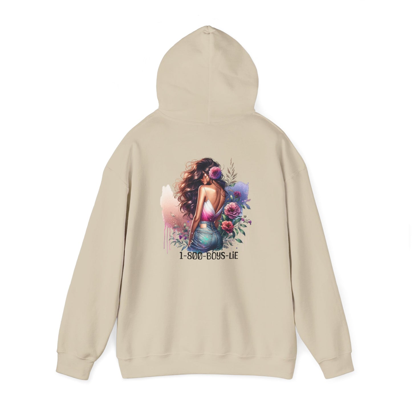 1-800-Boys-Lie Beautiful Floral Mermaid Hoodie - Unisex Heavy Blend™, Perfect for Cozy Days, Gifts, Beach Lovers, Everyday Wear