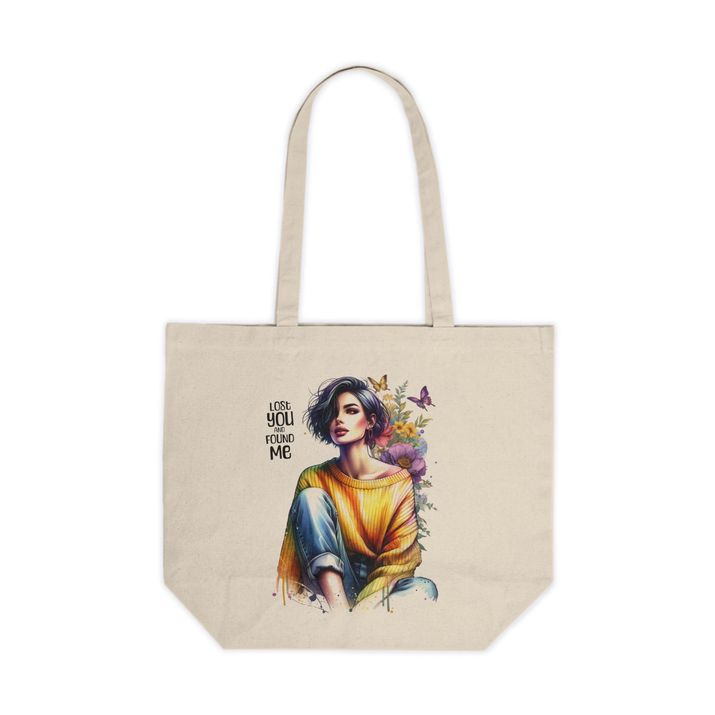 Lost You and Found Me Stylish Canvas Tote Bag - Eco-Friendly Shopping, Beach Days, Gift for Her, Art Inspired, Statement Accessories