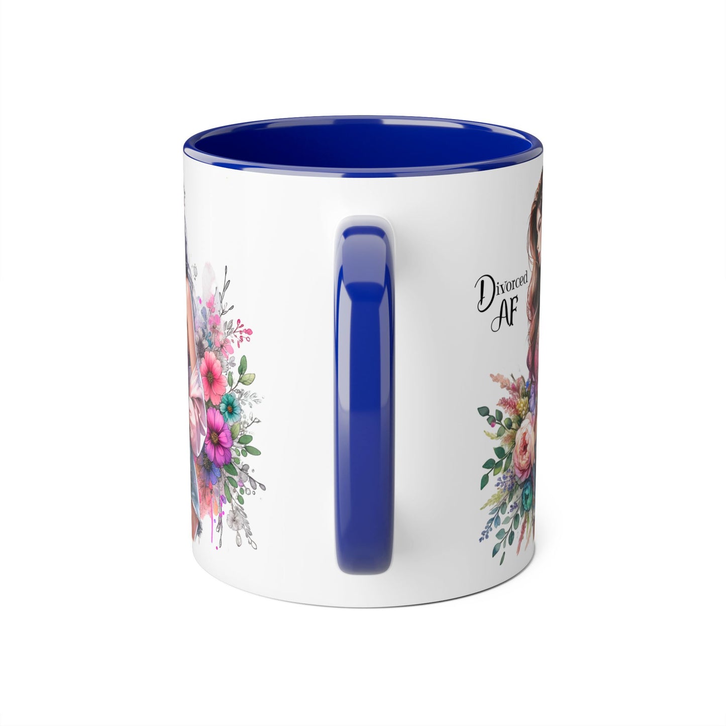 Divorced AF Accent Mug - Trendy Floral Coffee Cup, Perfect Gift for Empowered Women, Humor, Self-Care, Friendship