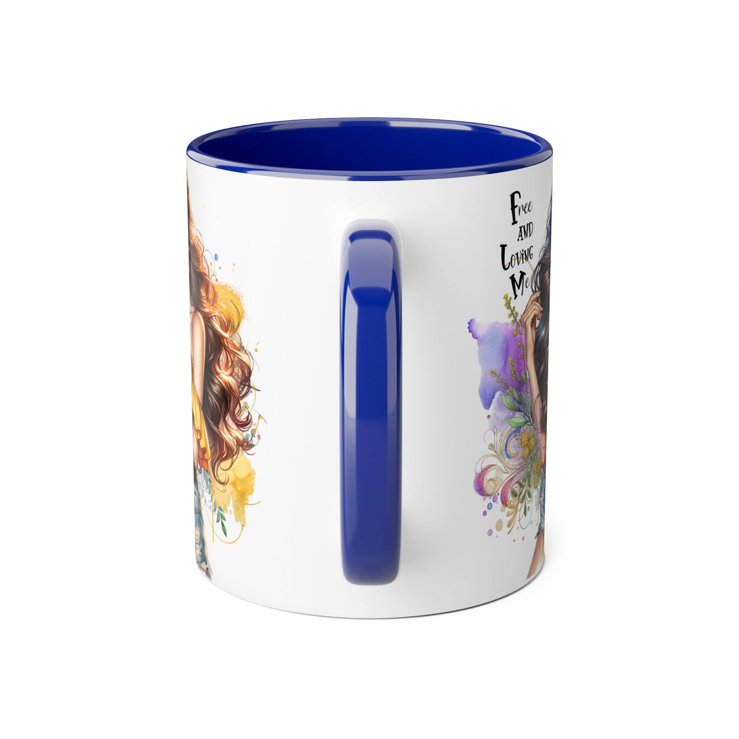 Free Spirit Accent Mug, Boho Coffee Cup, Inspirational Gift, Art Lover's Mug, Unique Home Decor, Stylish Drinkware