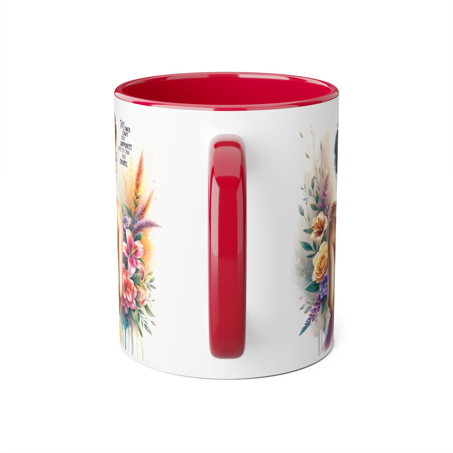 Money Can't Buy Happiness But It Can Buy Divorce Humoristic Beautiful Woman Floral Accent Mug, Inspirational Coffee Cup, Unique Gift, Art Lover Mug, Home Decor, Decorative Coffee Mug