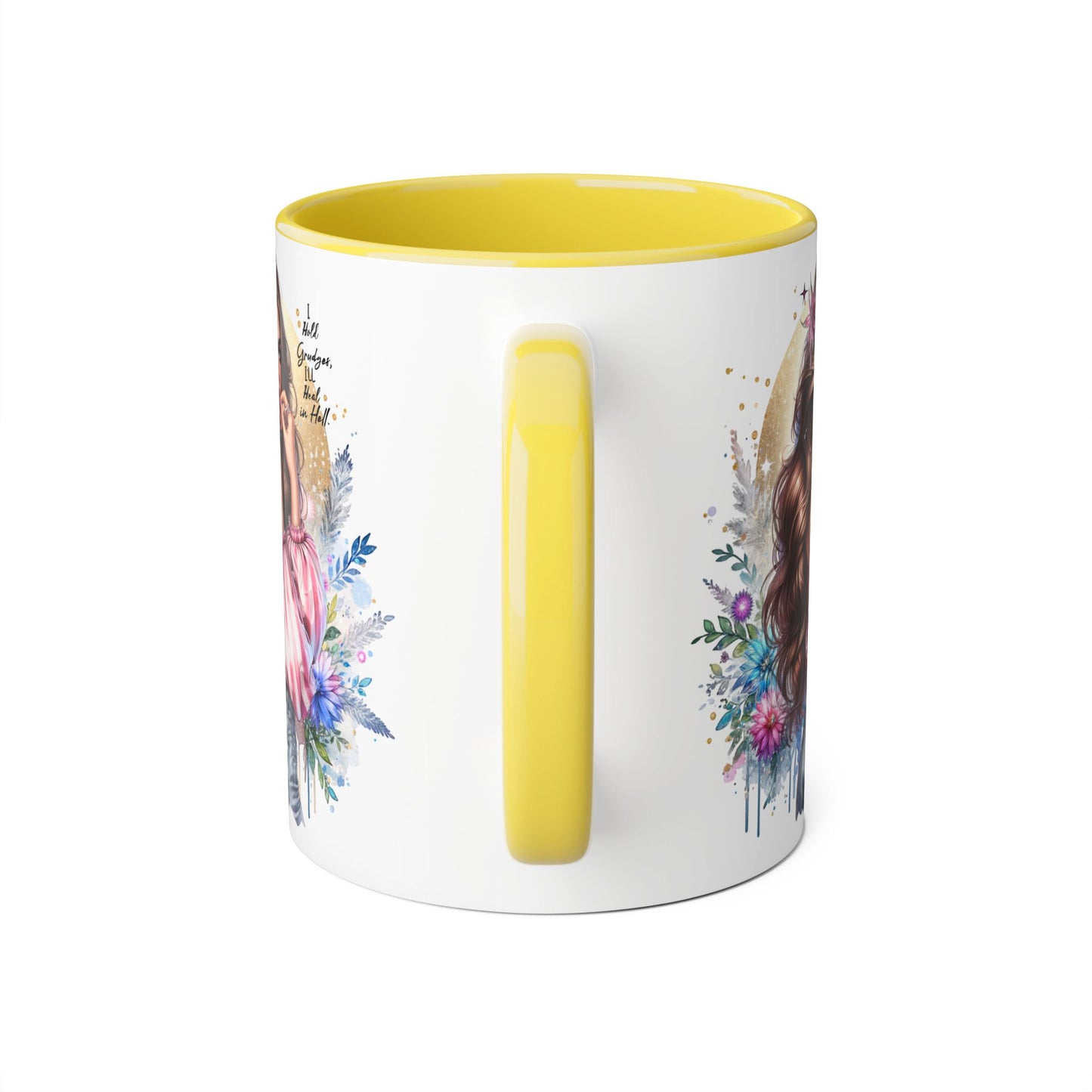 I Hold Grudges, I'll Heal in Hell Stylish Accent Mug, Floral Coffee Cup, Gift for Her, Tea Time Essentials, Boho Chic Mug, Perfect for Birthdays, Casual Everyday Use