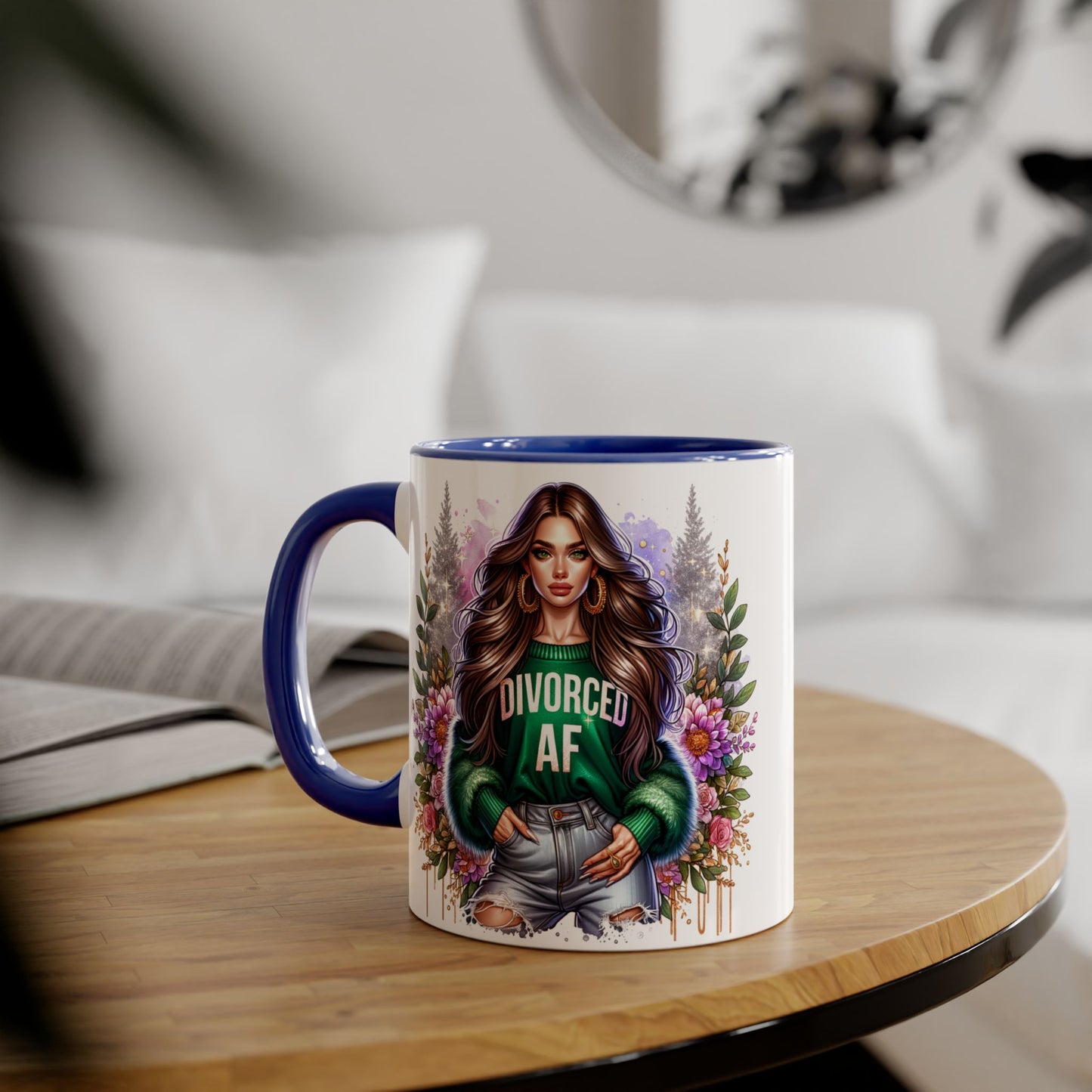 Stylish Accent Mugs for Empowering Sips, Floral Artwork, Perfect Gift for Divorced Friends, Motivational Tea or Coffee Cup