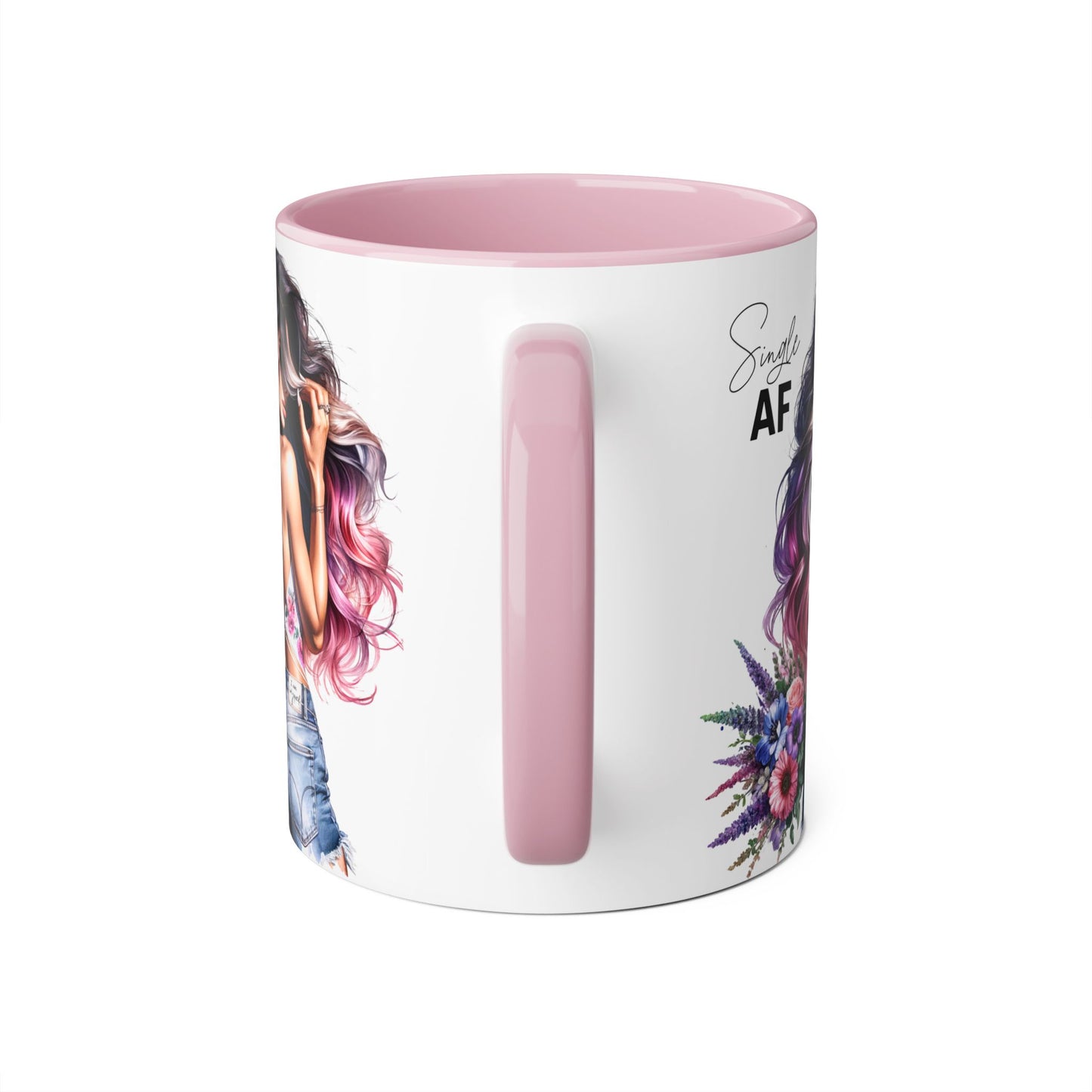 Single AF Bold Floral Single AF Accent Mug - Perfect for Coffee Lovers, Gifts for Her, Self-Care, Celebration, Home Decor