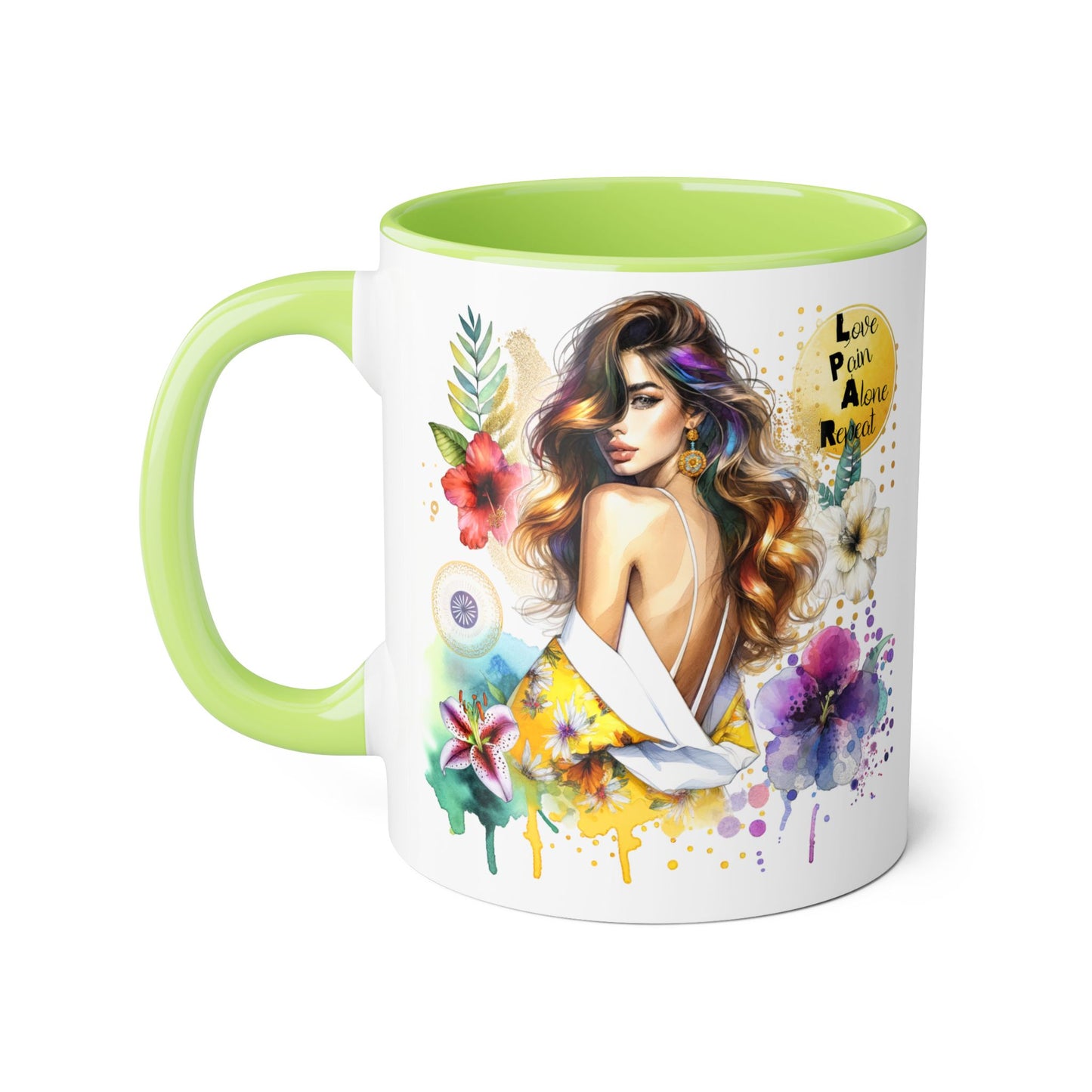 Vibrant Floral Accent Mug, Inspirational Coffee Cup, Gift for Her, Boho Art Mug, Unique Tea Mug, Home Decor