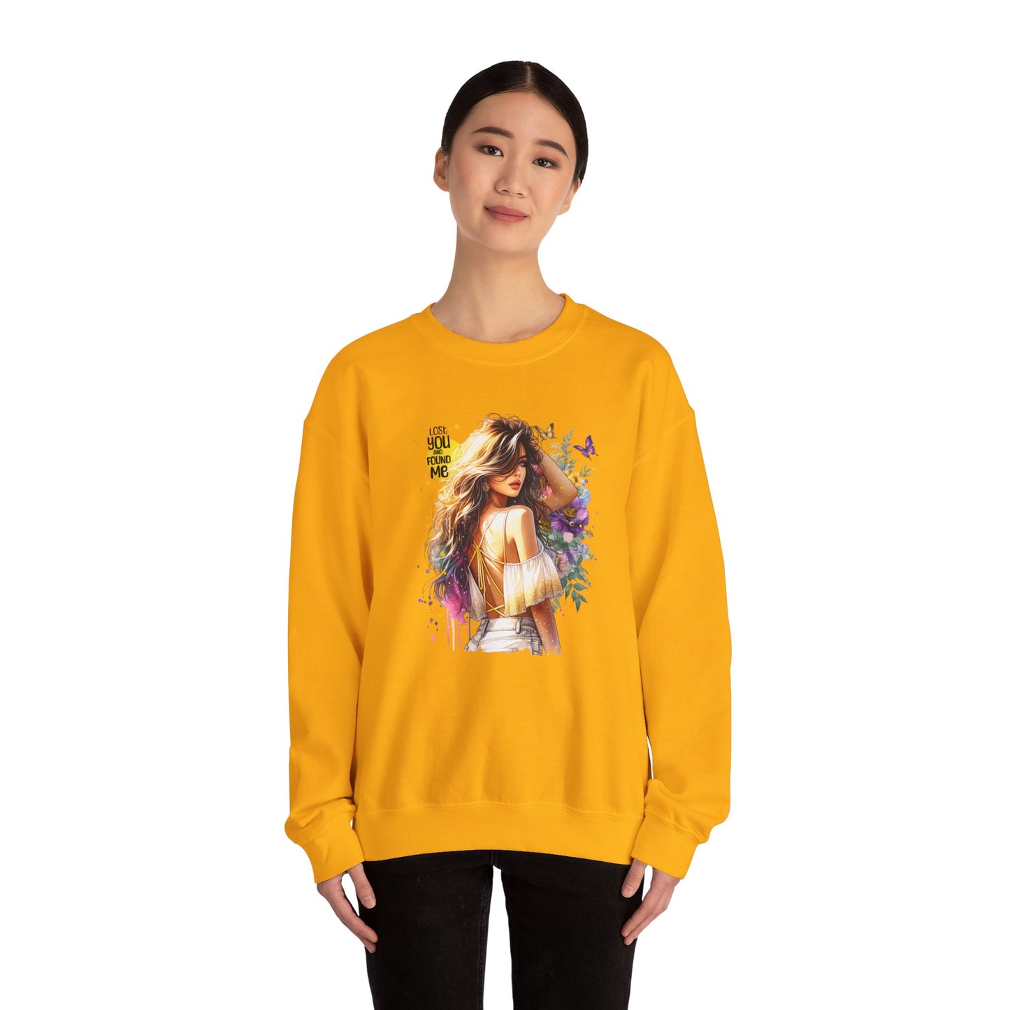 Lost You And Found Me Bohemian-Themed Crewneck Sweatshirt with Floral Design, Cozy Casual Wear, Gift for Her, Everyday Comfort, Family Gatherings, Spring Fashion