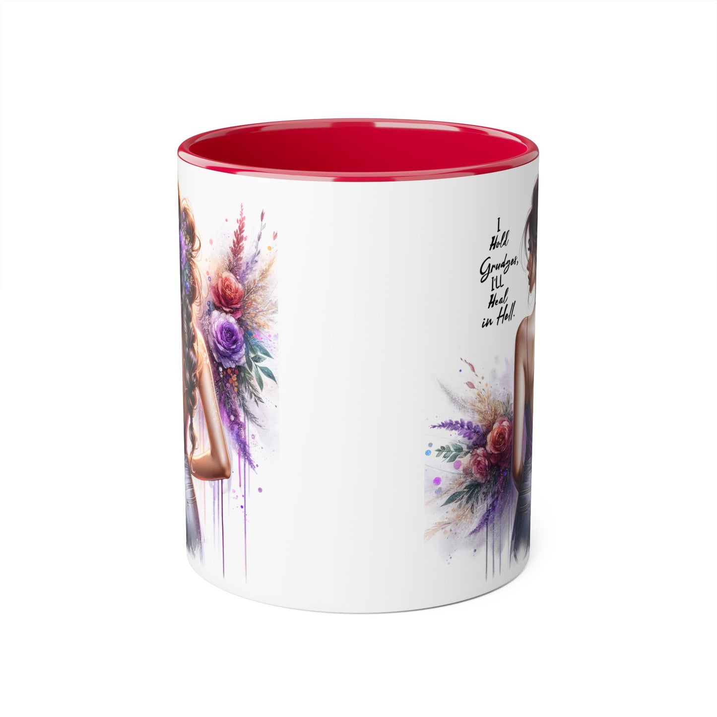 I Hold Grudges, I'll Heal in Hell Elegant Floral Accent Mug, Inspirational Coffee Cup, Gift for Her, Stylish Tea Mug, Home Décor, Unique Drinkware