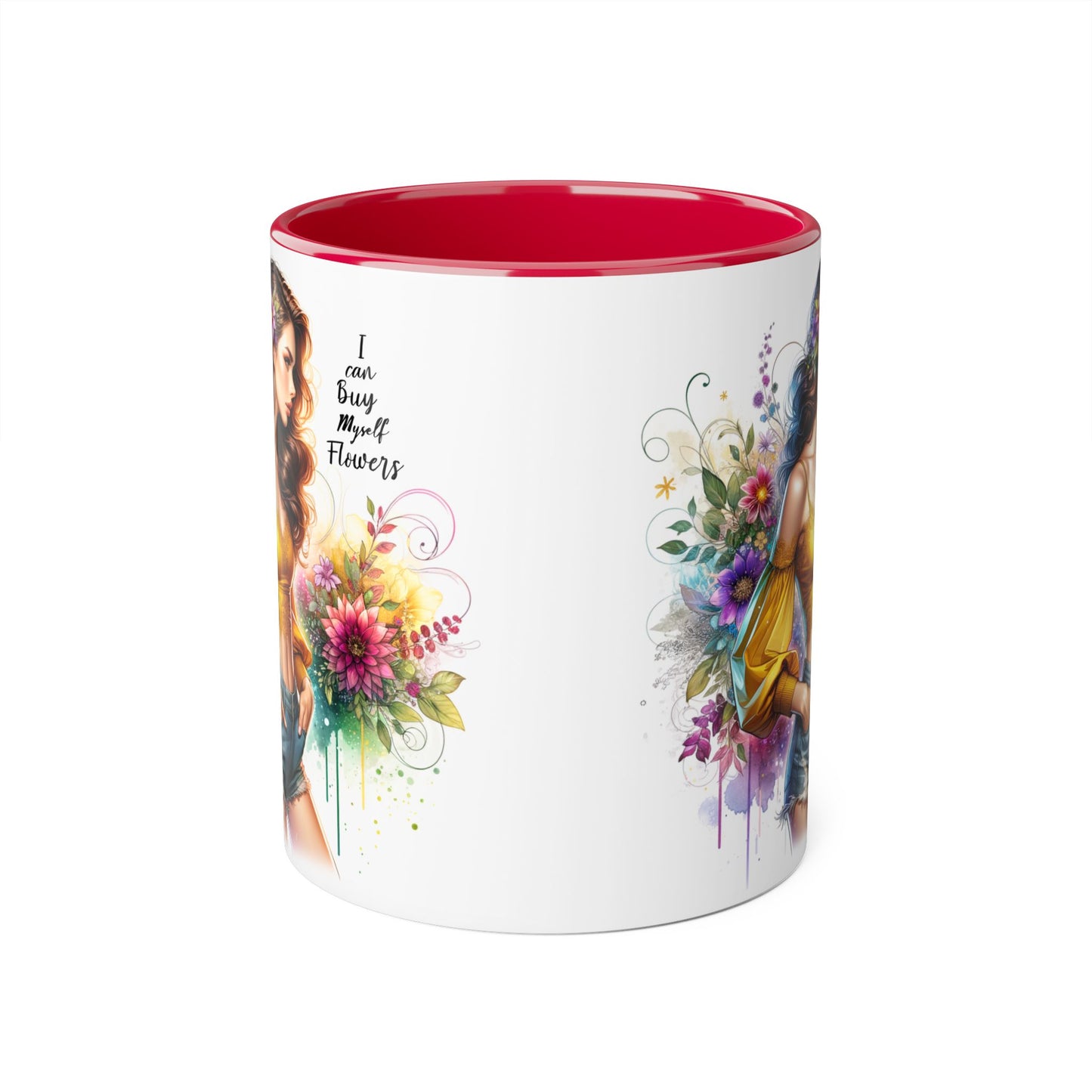 I Can Buy Myself Flowers Floral Art Accent Mug, Inspirational Coffee Cup, Unique Gift for Her, Flower Lover’s Mug, Home Decor Kitchenware