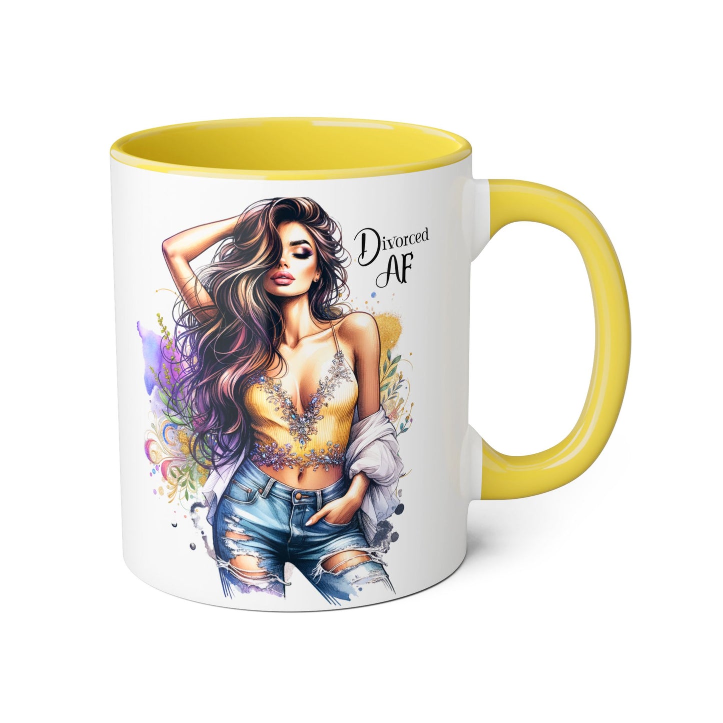 Divorced AF Mug, Stylish 11oz Accent Mug for Coffee Lovers, Perfect for Gifts, Self-Care and Empowerment, Unique Art Design