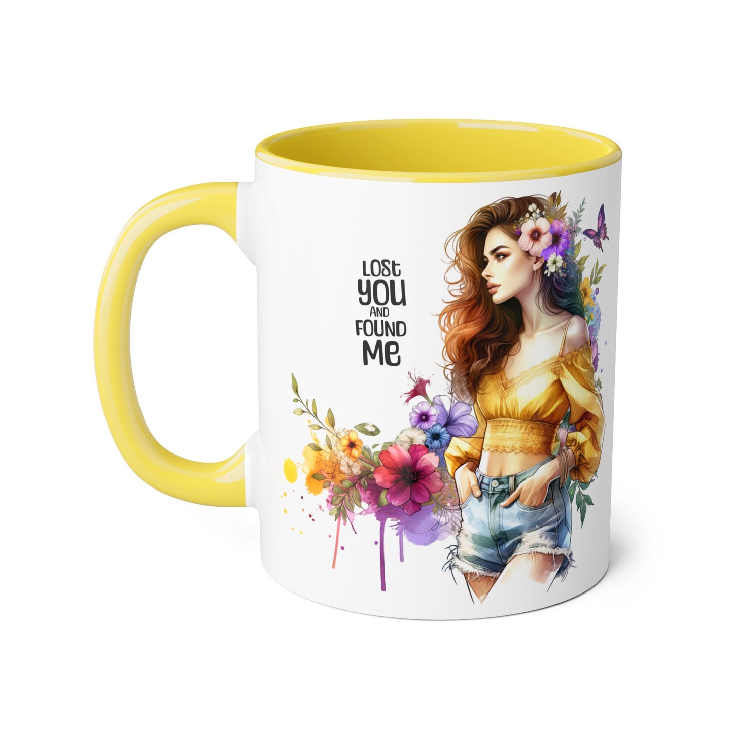 Lost You and Found Me Floral Inspiration Mug, Coffee Lover Gift, Artful Decor, Unique Birthday Present, Spring Vibes, Inspirational Quote