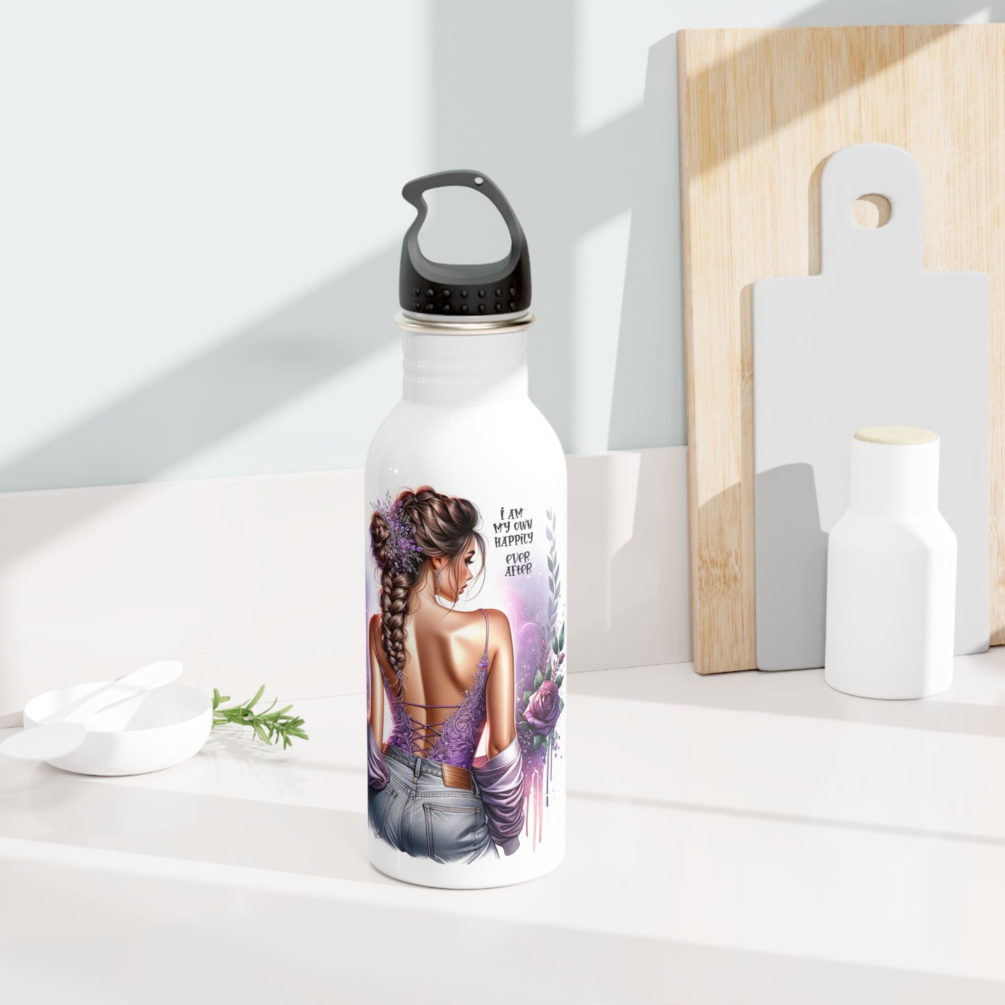 Artistic Stainless Steel Water Bottle - 'I Am My Own Happily Ever After '