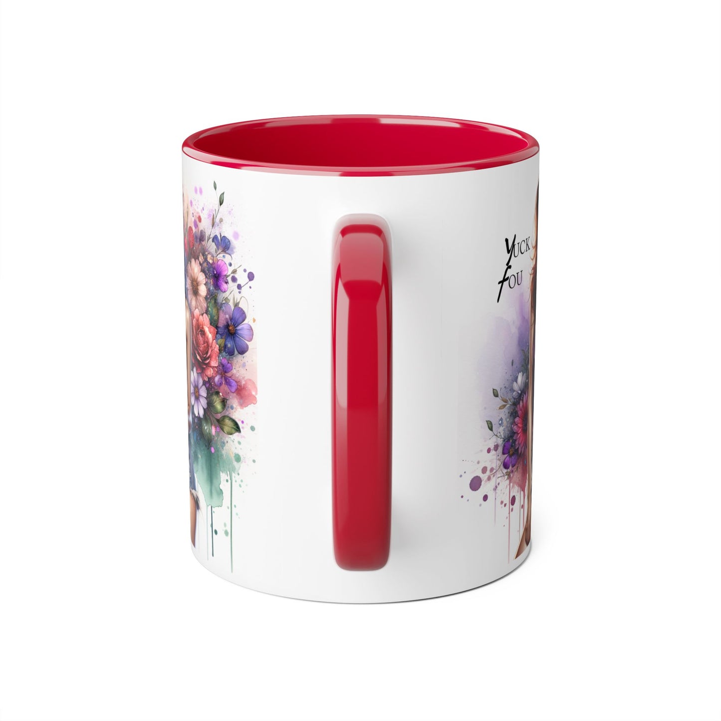 Yuck Fou Vibrant Accent Mugs, 11oz - Stylish Floral Design, Perfect for Gifts, Home Decor, Coffee Lovers, Inspirational Drinkware