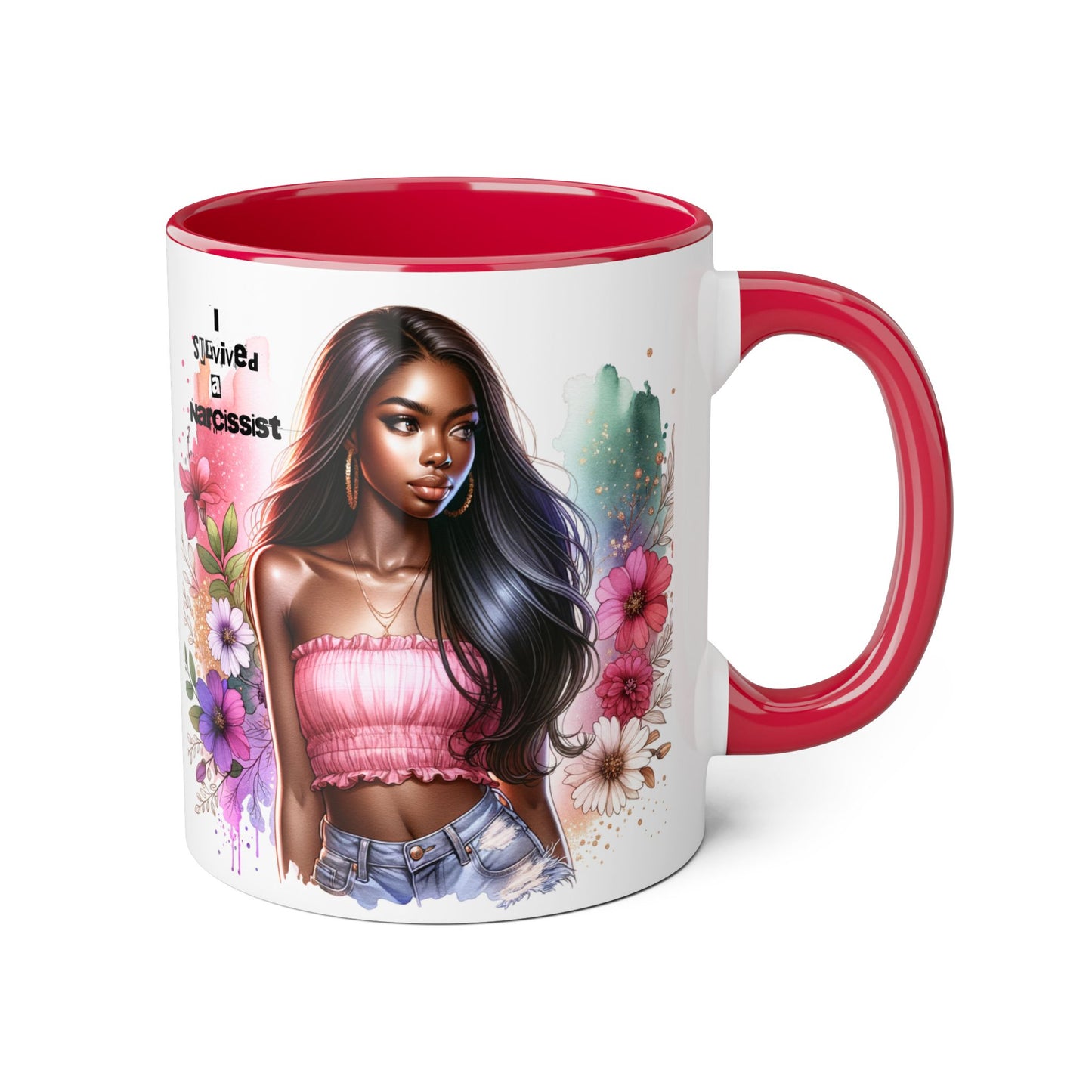 Bold Floral Accent Mug - Perfect Gift for Self-Love and Empowerment