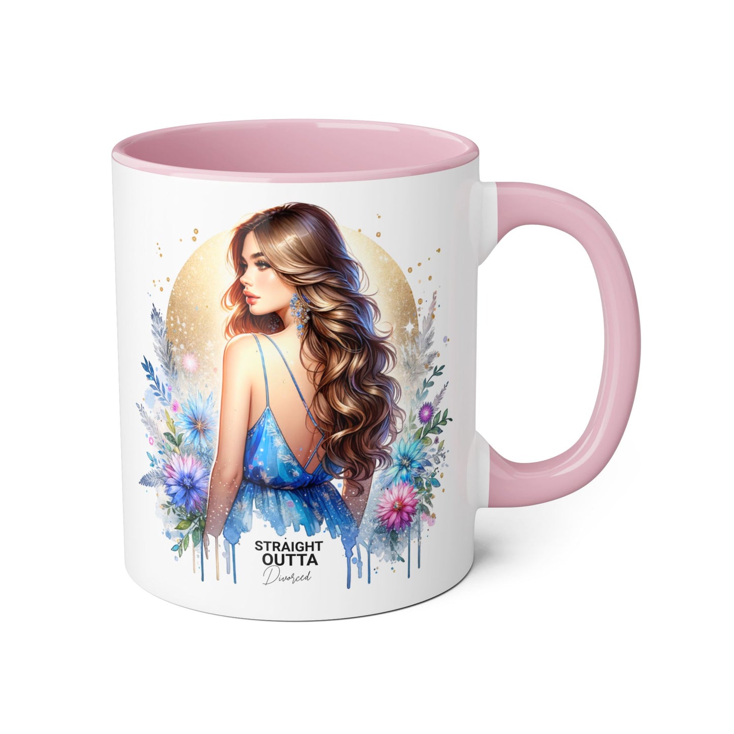 Straight Outta Divorced Humoristic Floral Accent Mugs - Unique Gift for Coffee Lovers, Home Decor, Birthday Gift, Art Mug, Personalized Drinkware