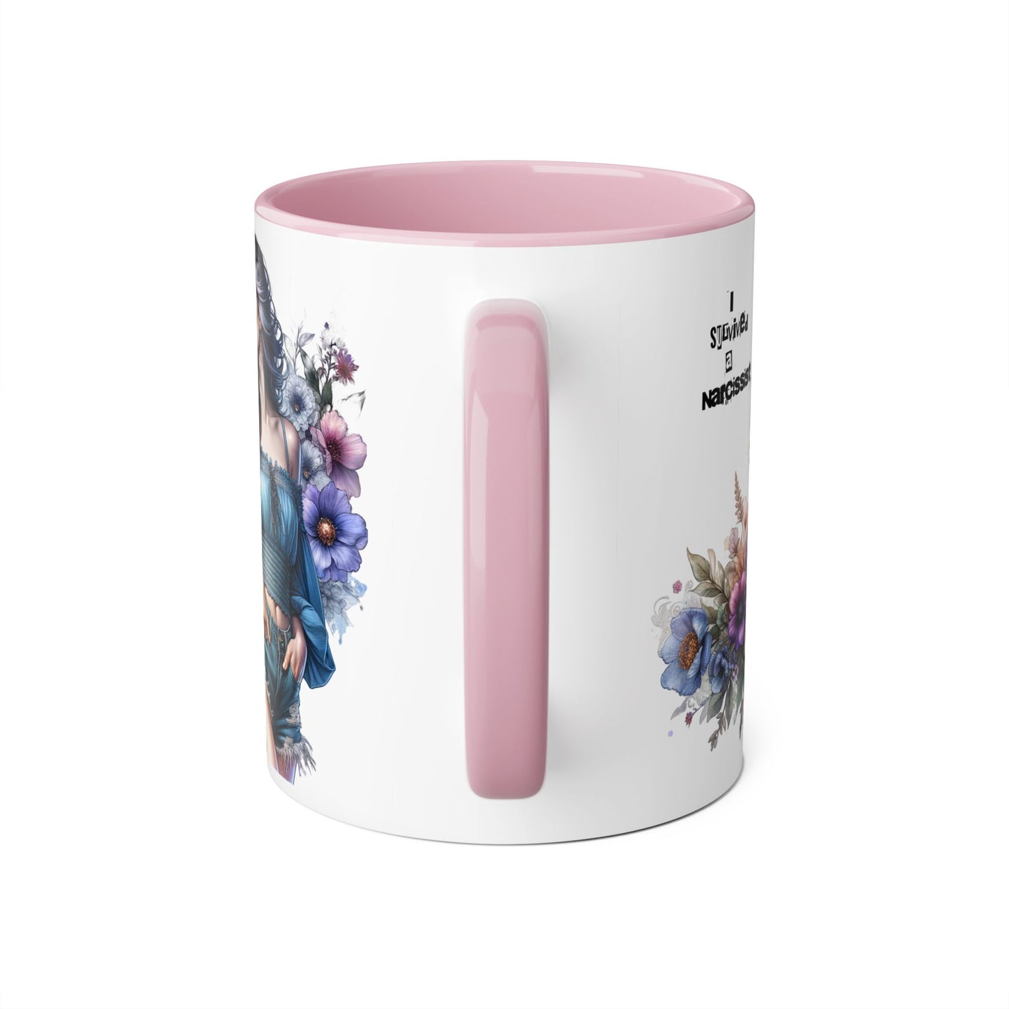 I Survived a Narcissist Accent Mug, Inspirational Coffee Cup, Unique Gift for Survivors, Floral Design, Self-Care Drinkware