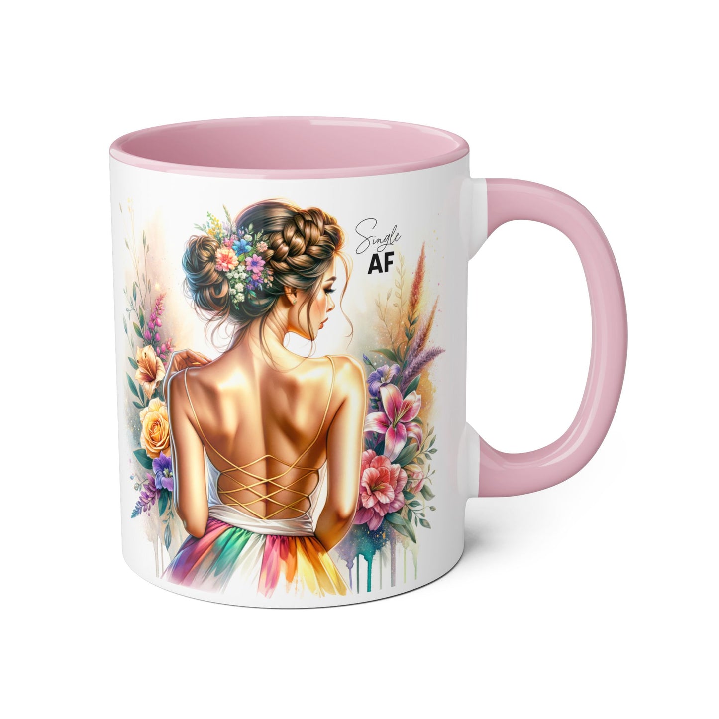 Colorful Floral Accent Mug with Inspirational Quote