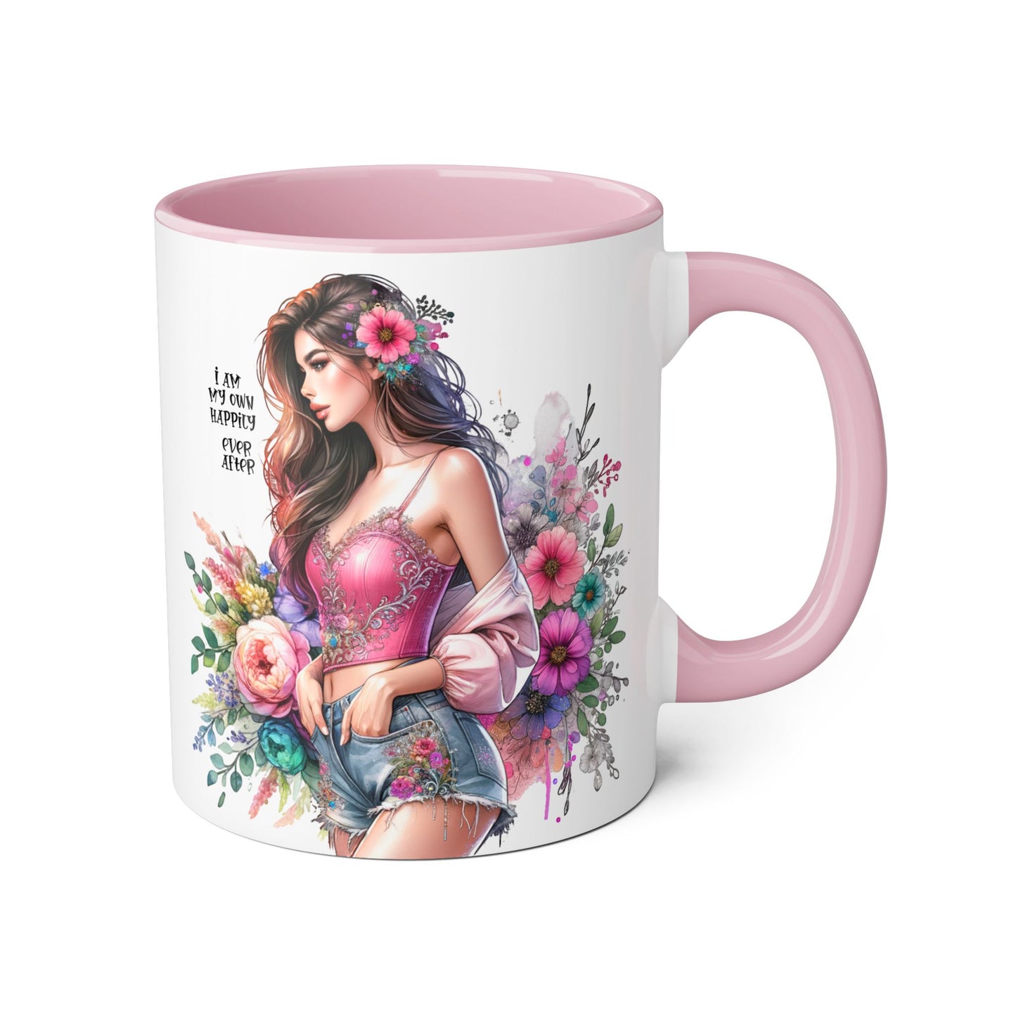 I Am My Own Happily Ever After Empowered Floral Accent Mug - 11oz with Inspirational Quote