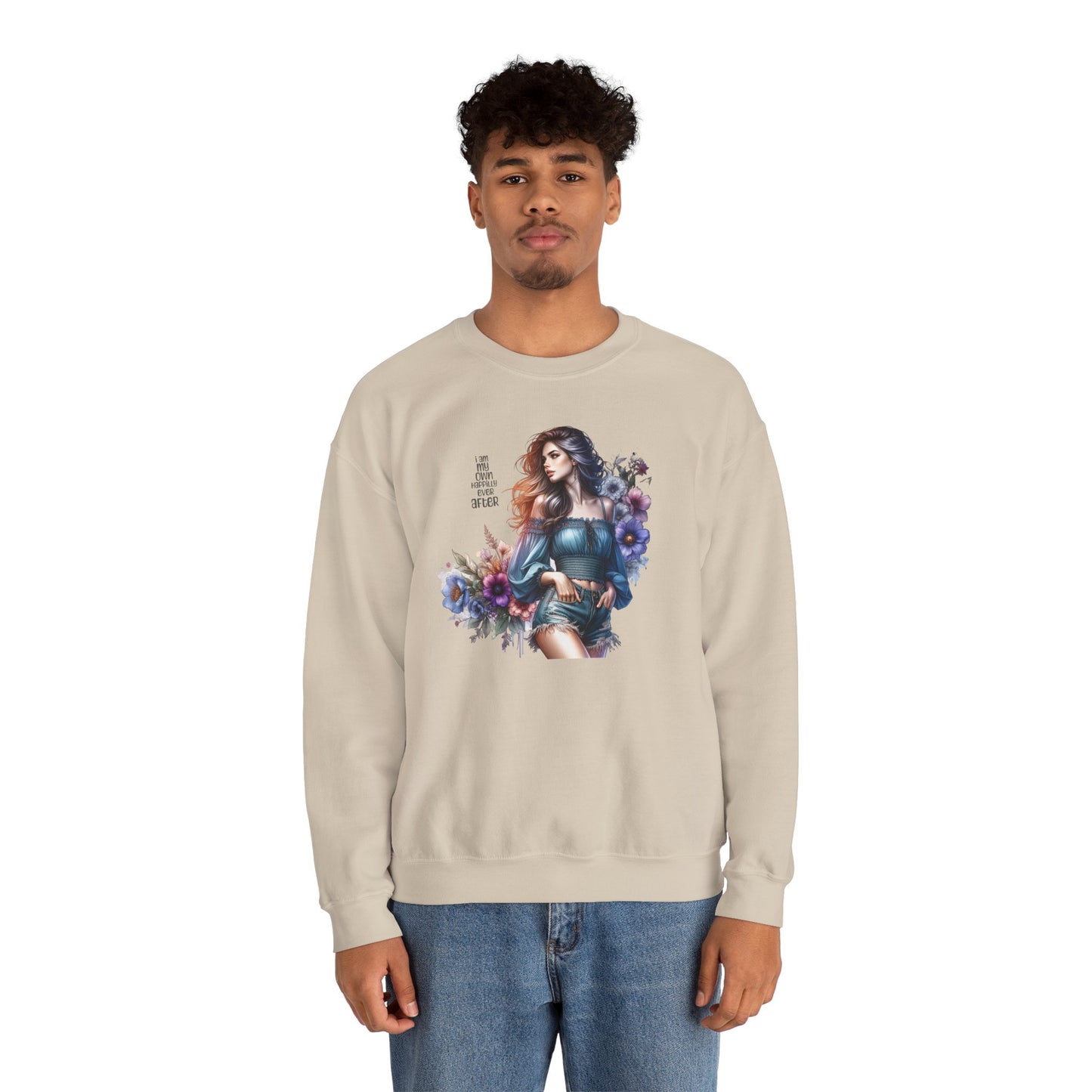 I Am My Own Happily Ever After Floral Aesthetic Crewneck Sweatshirt - Cozy Style for Women, Fashion Top, Gift Idea, Floral Sweatshirt, Spring/Summer Wear
