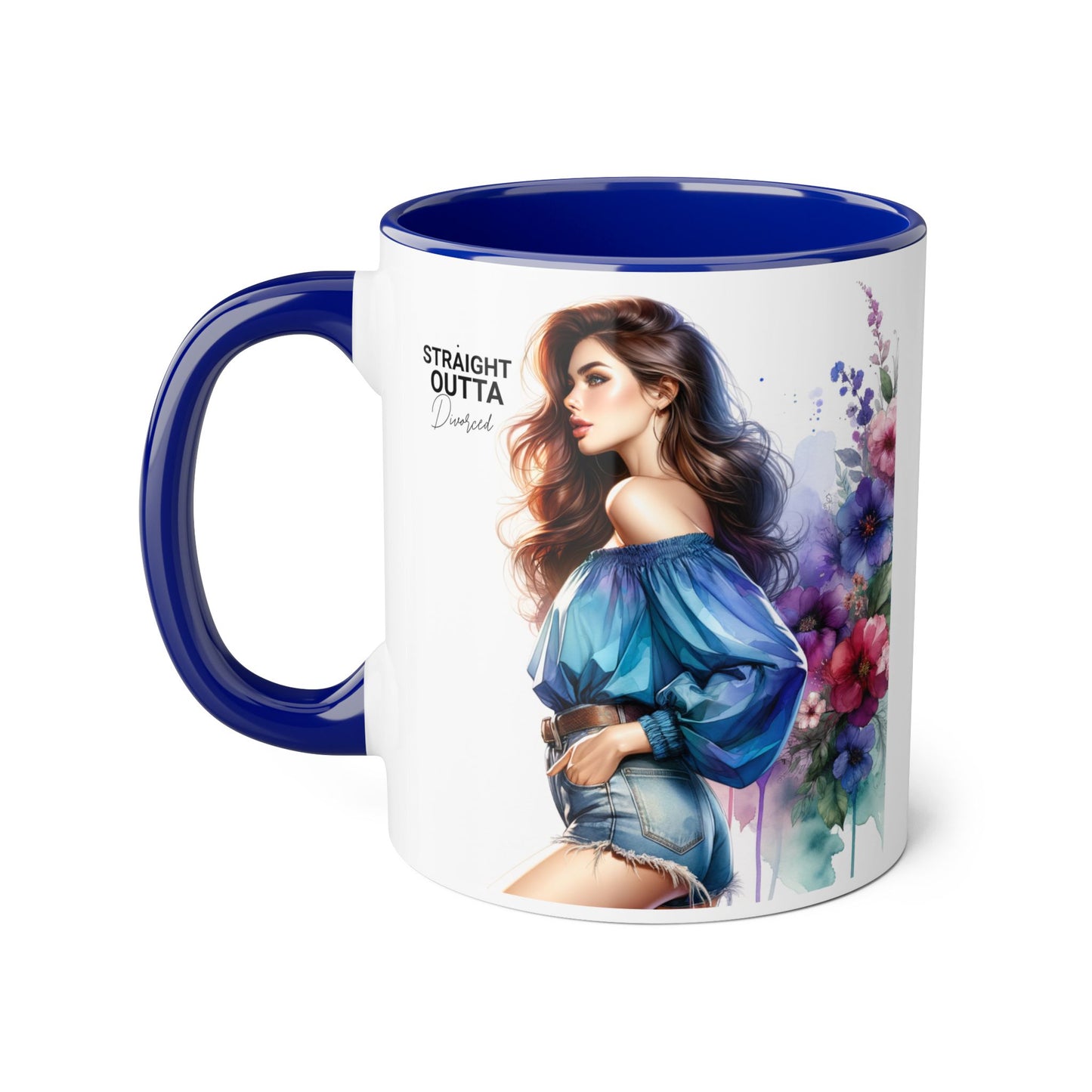 Straight Outta Divorced Humoristic Artistic Accent Mug, Personalized Gift for Coffee Lovers, Floral Design Mug, Straight Outta Mug, Creative Kitchenware, Unique Home Decor